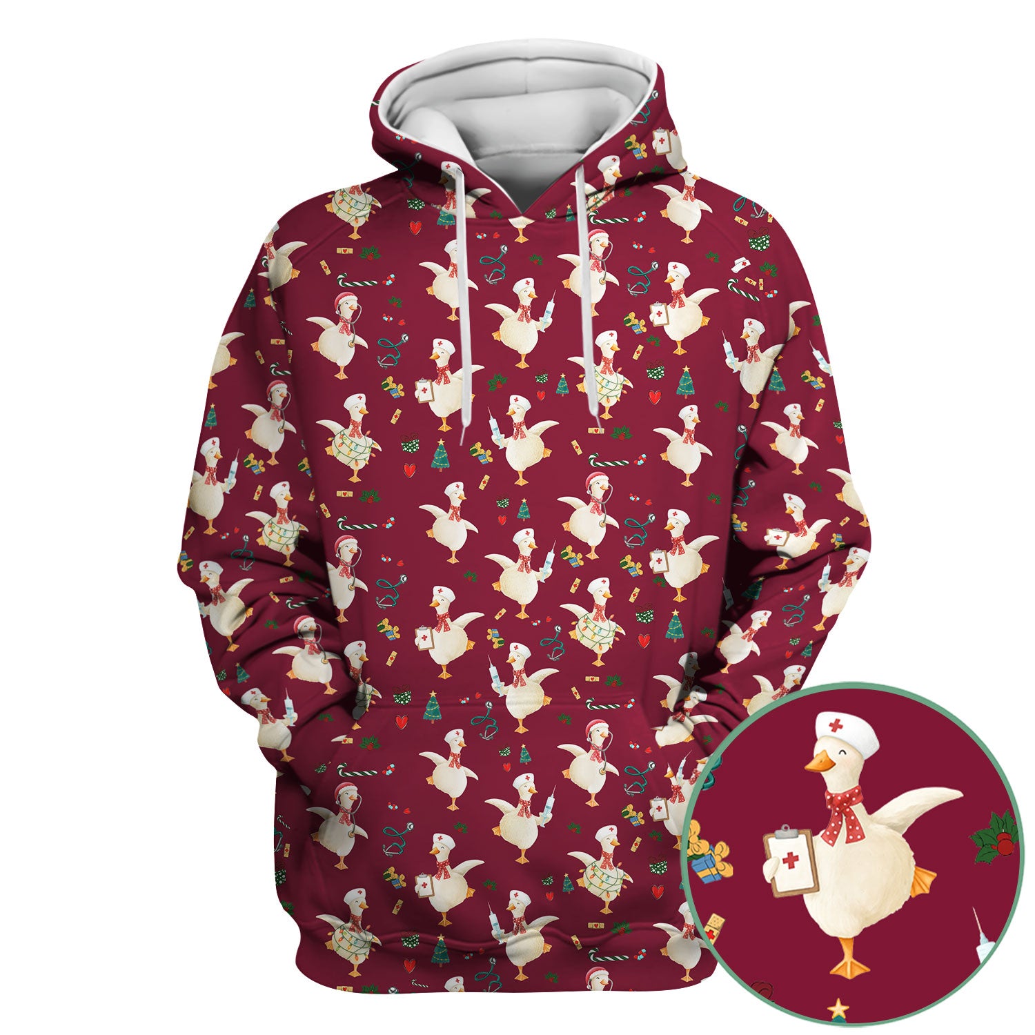Cute Christmas Goose Scrub for Nurses - Funny Holiday Medical Shirt - Festive Xmas Top for RN CNA LPN Nursing Student Gift