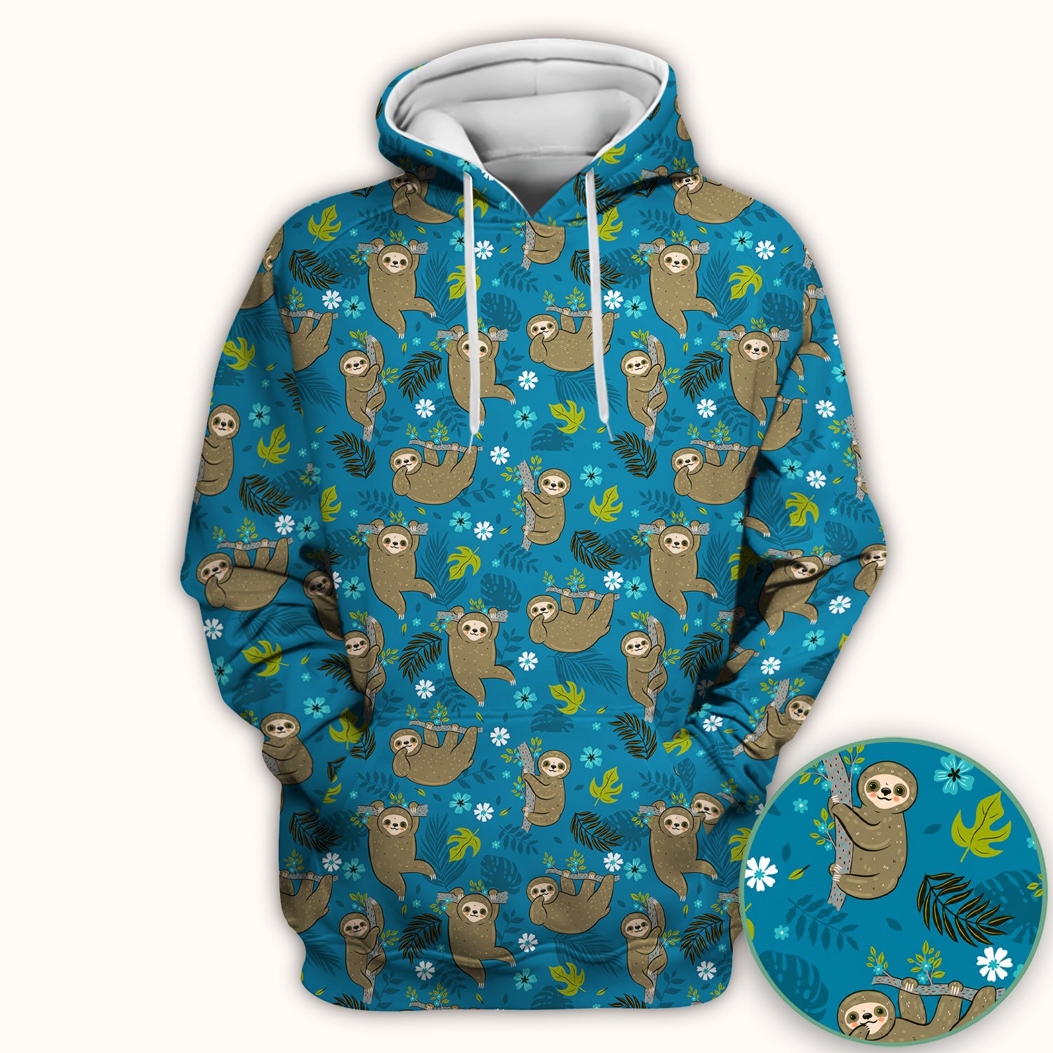 Jungle Tropical Sloth Pattern Scrub Top, Comfortable Scrubs for Nurses