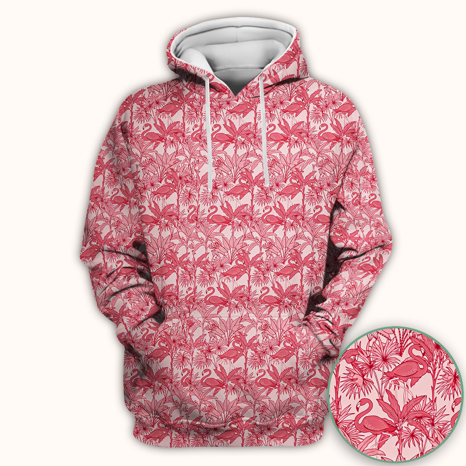 Tropical Flamingo Palm Leaves Pattern Scrub Top, Comfortable Scrubs for Nurses