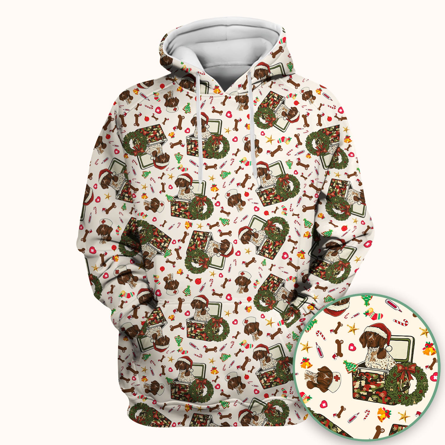 Christmas Dachshund Scrub Top - Cute Sausage Dog Nurse Shirt - Funny Holiday Medical Uniform for Women RN LPN CNA Gift