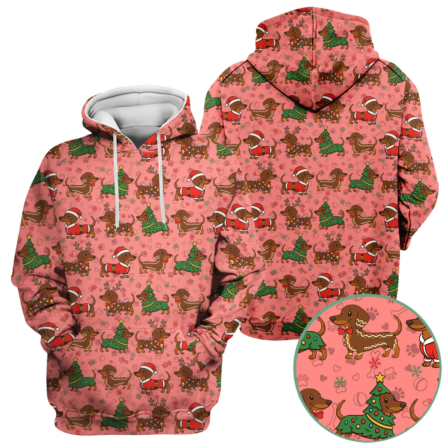 Holiday Dachshund Christmas Scrub Top - Funny Wiener Sausage Dog Nurse Shirt - Adorable Dog Lover Gift for RN CNA LPN