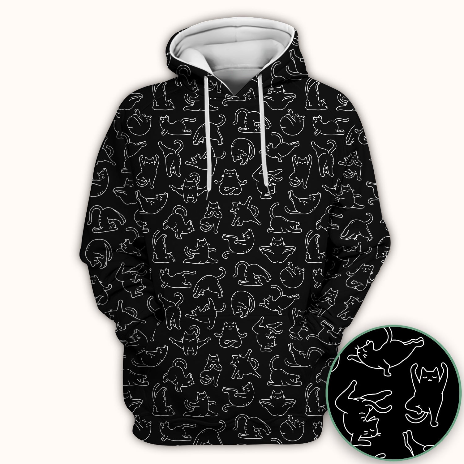 Cute Cat Outline Playing Pattern Scrub Top, Colorful Gothic Nurse Scrubs Uniform