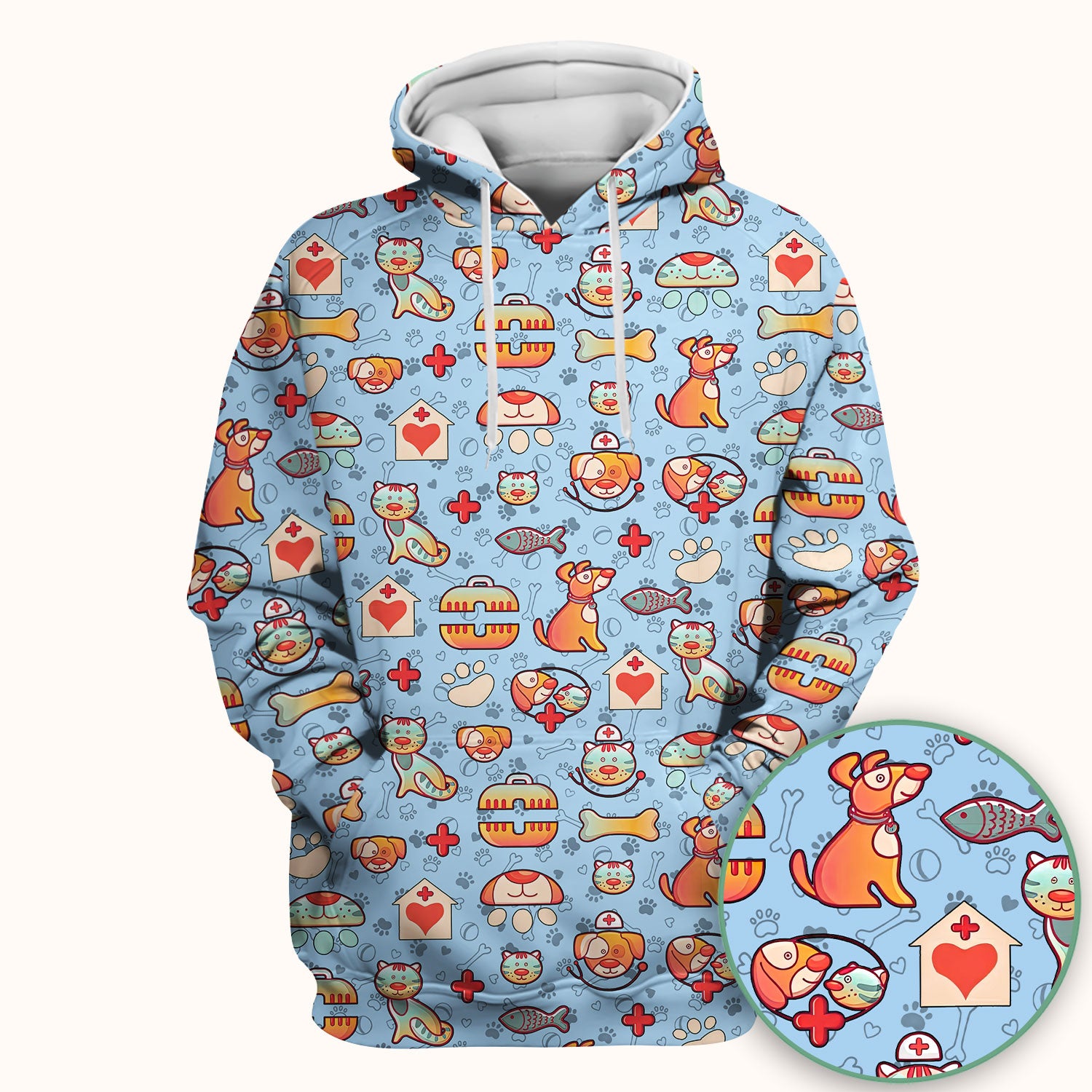 Veterinary Nurse Scrub Top - Cute Cat Dog Paw Print Medical Shirt - Fun Animal Pattern Vet Tech Scrubs for Women RN CNA