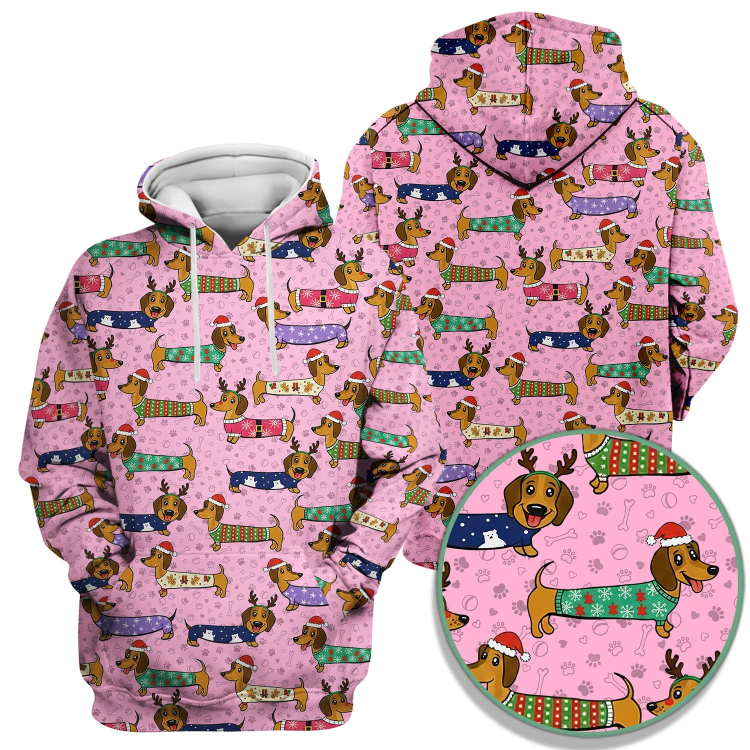 Funny Dachshund Dog Christmas Scrub Top for Nurses - Holiday Reindeer Wiener Dog Shirt - Cute Vet Tech Uniform Gift