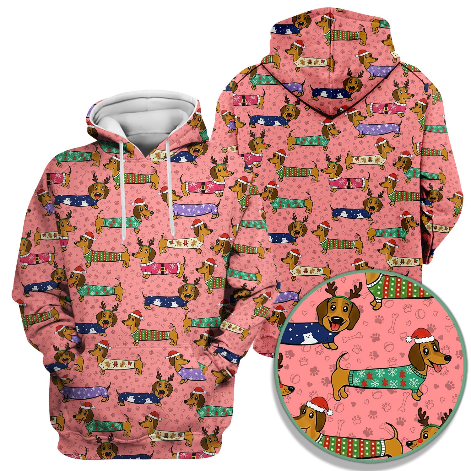 Christmas Dachshund Scrub Top for Women - Cute Dog Nursing Uniform with Pockets - Holiday Reindeer Wiener Dog Shirt - Funny Vet Tech Workwear