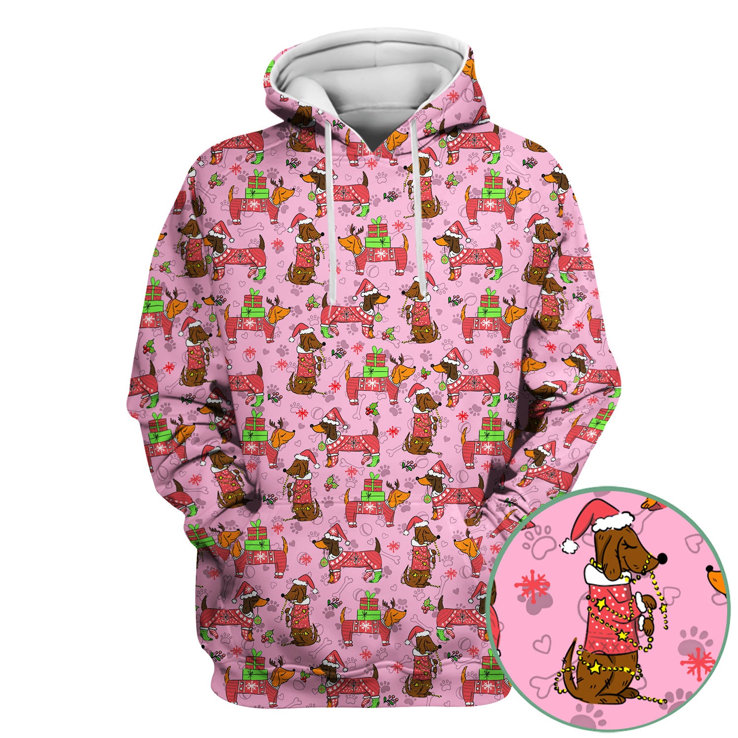 Christmas Dachshund Nurse Scrub Top for Women - Cute Sausage Dog in Santa Hat & Xmas Gift - Funny Holiday Nursing Shirt RN LPN CNA