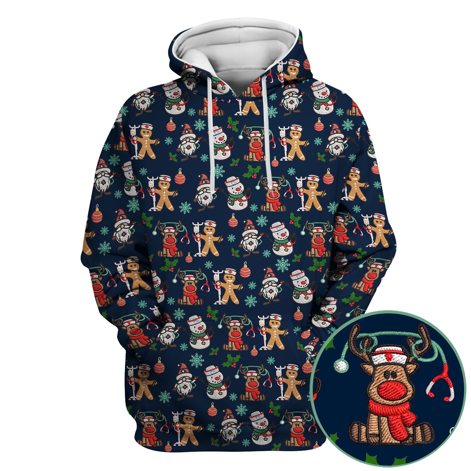 Reindeer Xmas Scrubs for Women - Gingerbread Cookies Shirts - Comfortable Scrubs for Nurses - Breathable Nursing Uniform