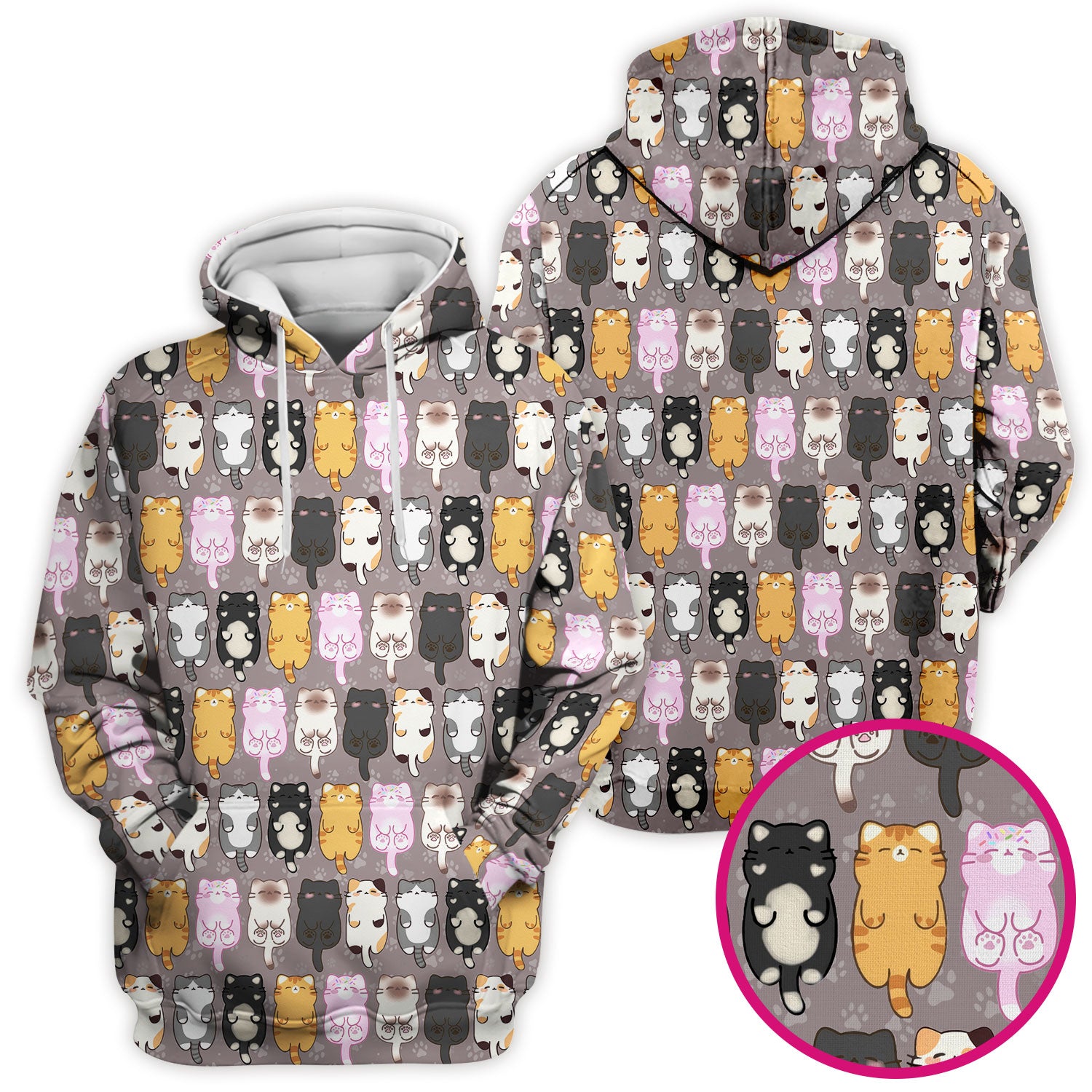 Funny Cartoon Cats All Over Print Scrubs Top, Comfortable Scrubs for Nurses