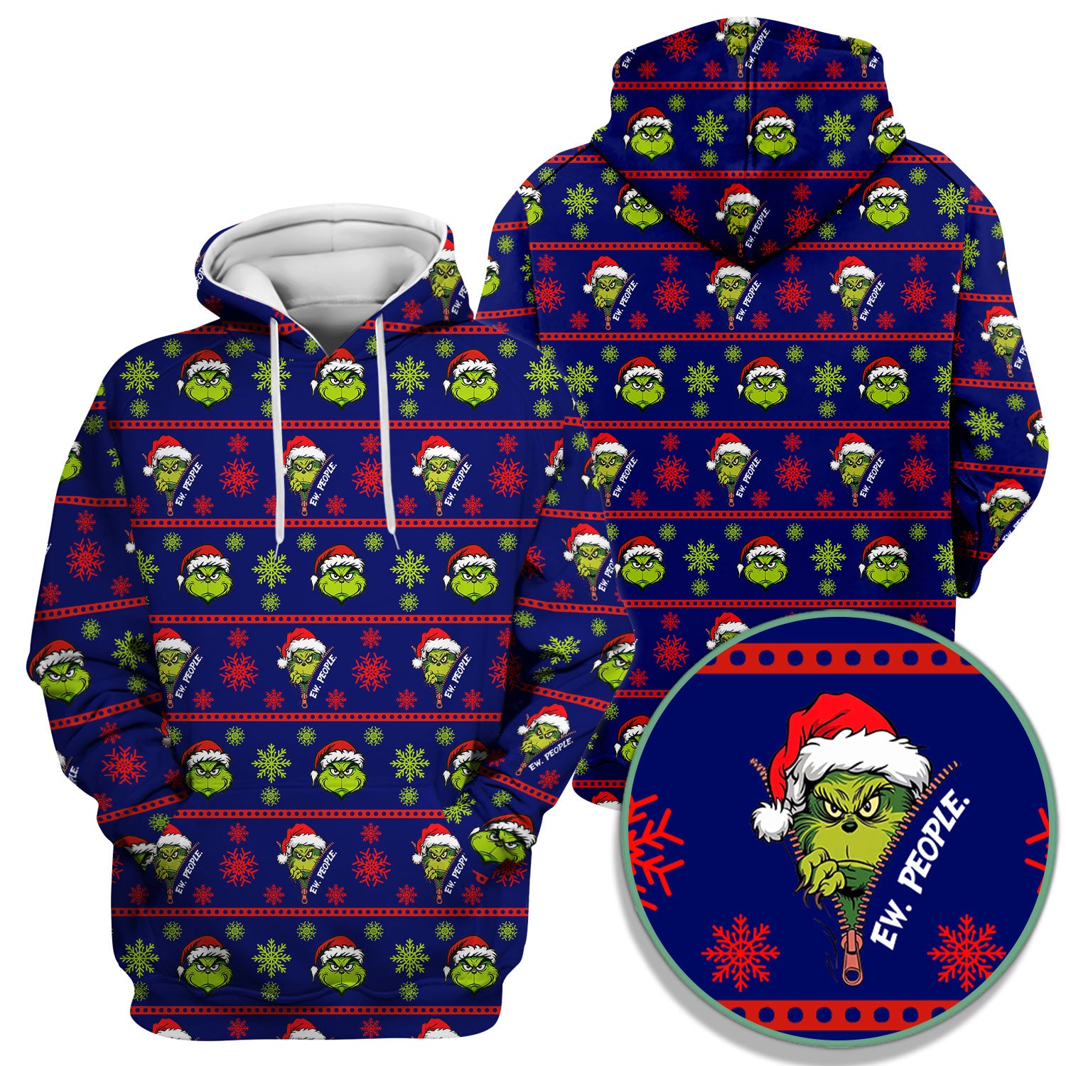Grinch Scrub Top for Nurses - Christmas Holiday “Ew, People” Medical Uniform - Xmas Gift for RN CNA LPN