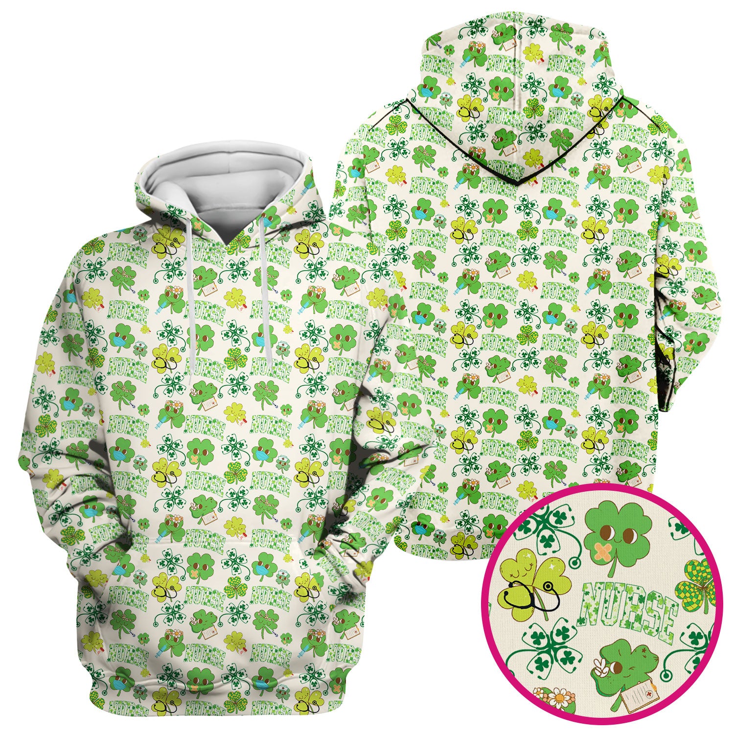 Lucky Shamrock Nurse Scrub Top, St. Patrick’s Day Nursing Shirt, Breathable Fabrics Nursing Uniform