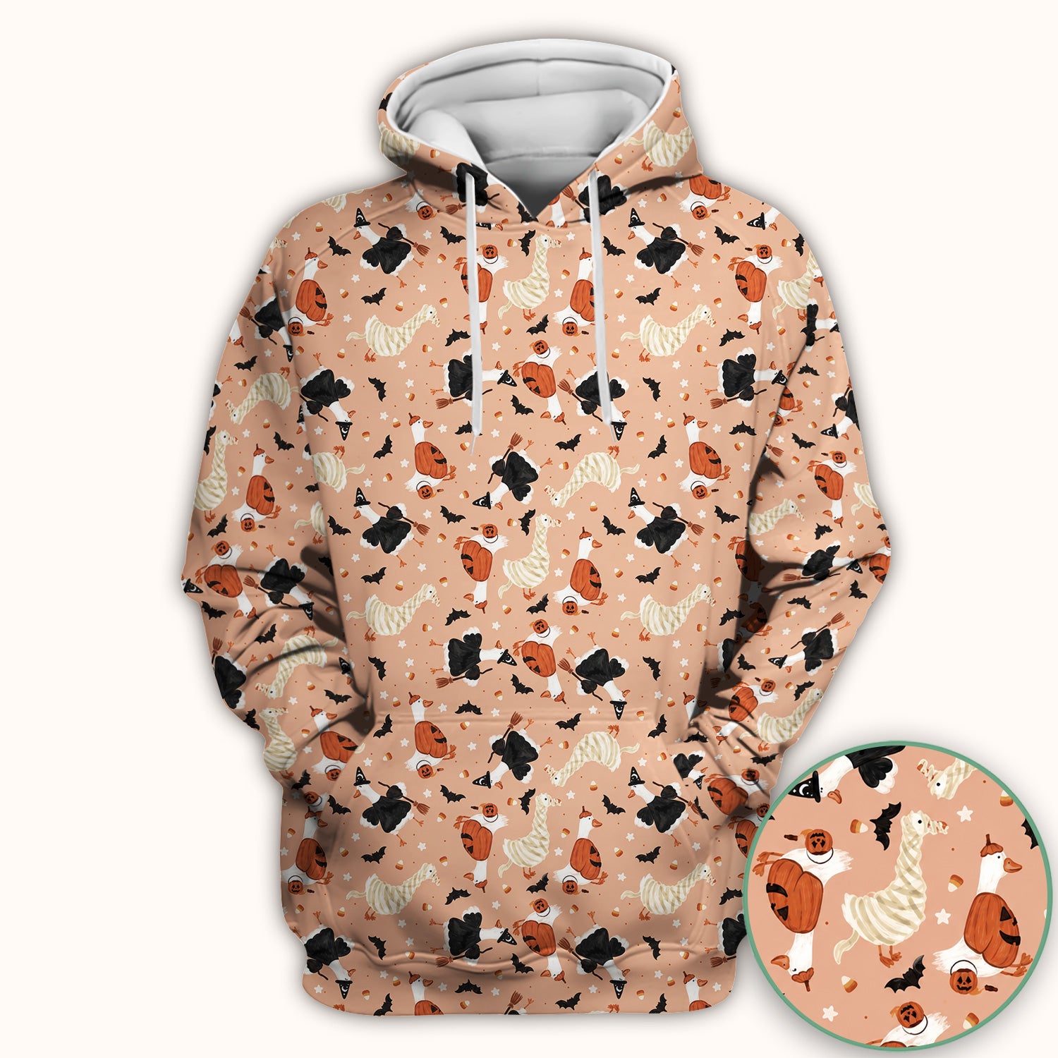 Halloween Goose with Pumpkin Bat Pattern Scrub Top, Comfortable Scrubs for Nurses