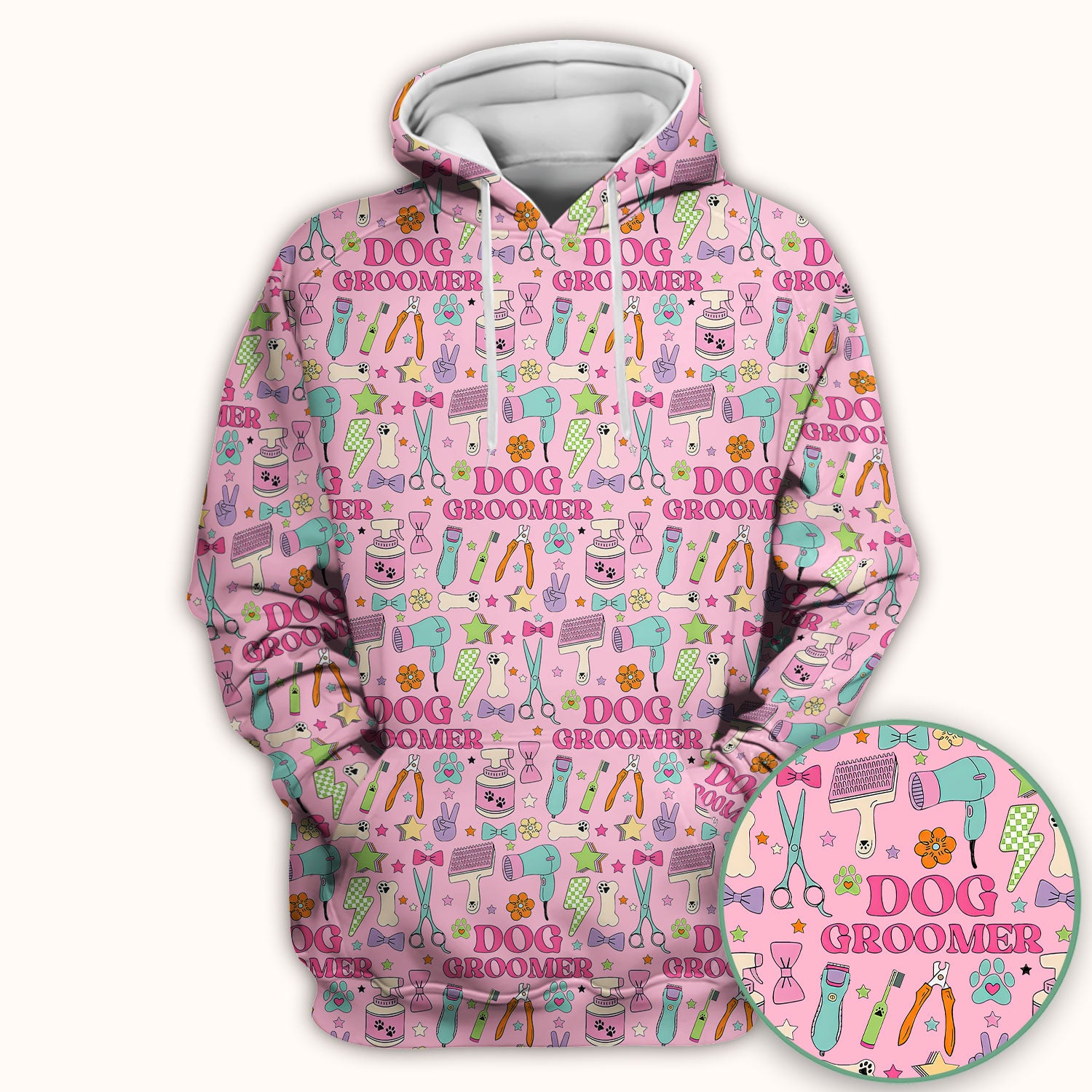 Dog Groomer Tools Pattern Nursing Scrub Top, Comfortable Scrubs for Nurses