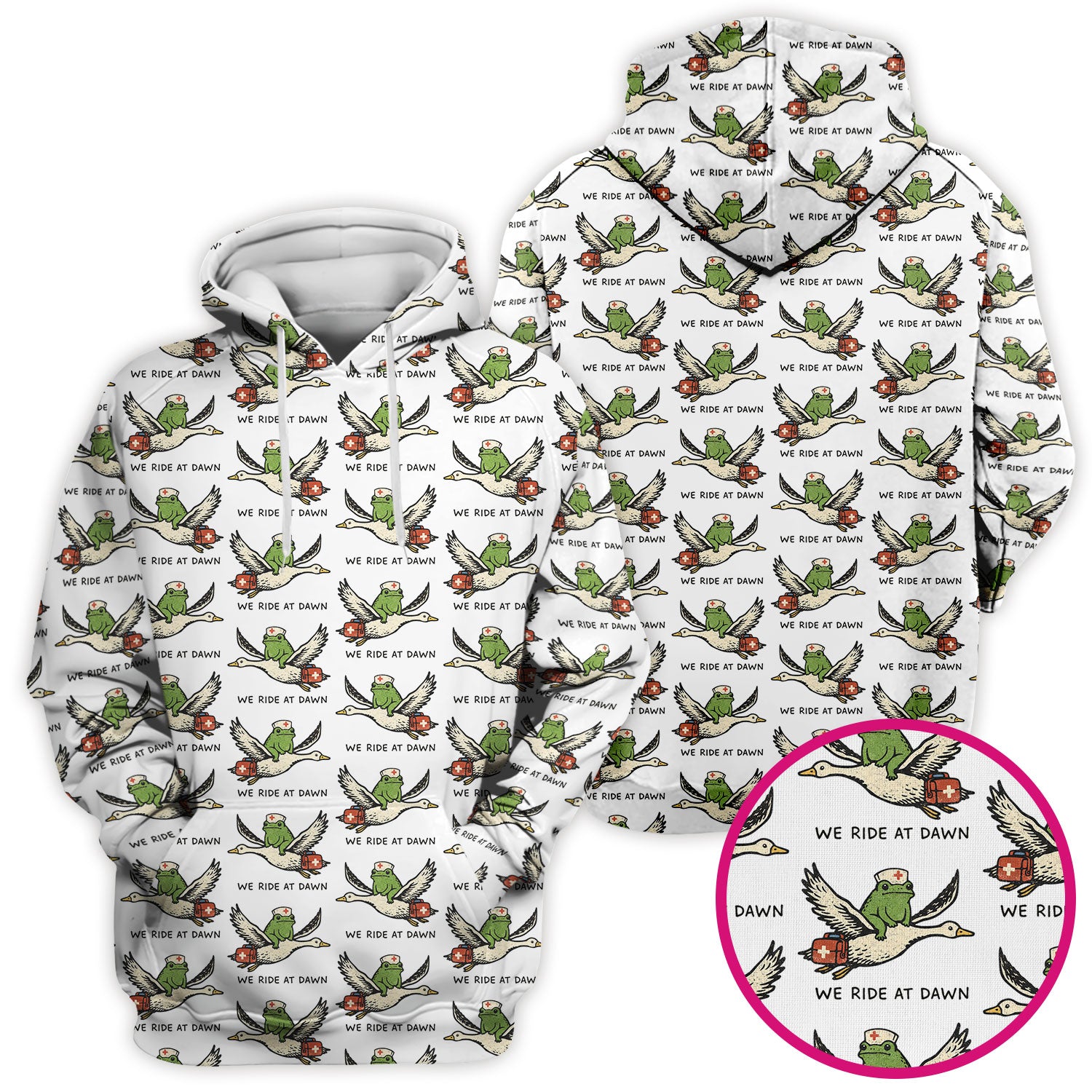 Funny Frog Riding Goose Nurse Pattern Scrub Top, Comfortable Scrubs for Nurses