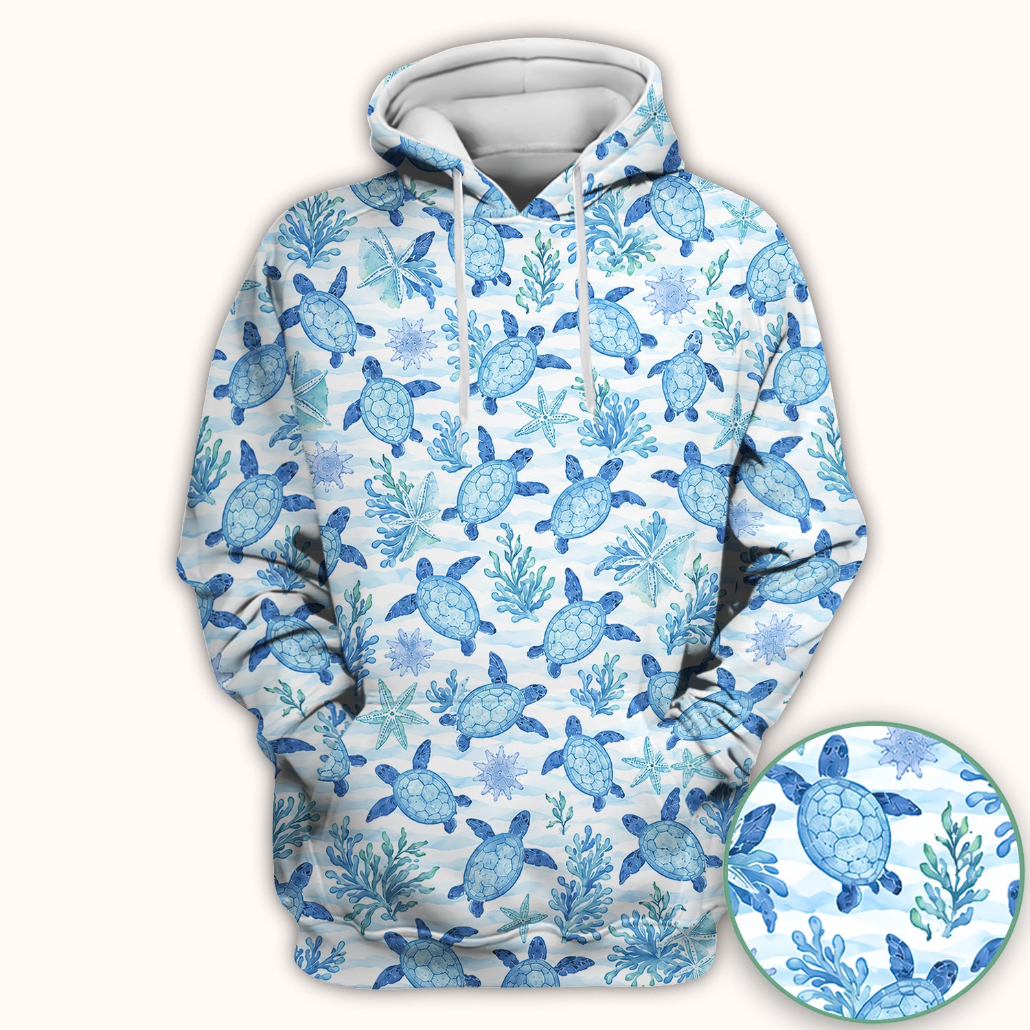 Cute Coastal Sea Turtle Coral Pattern Scrub Top, Comfortable Scrubs for Nurses