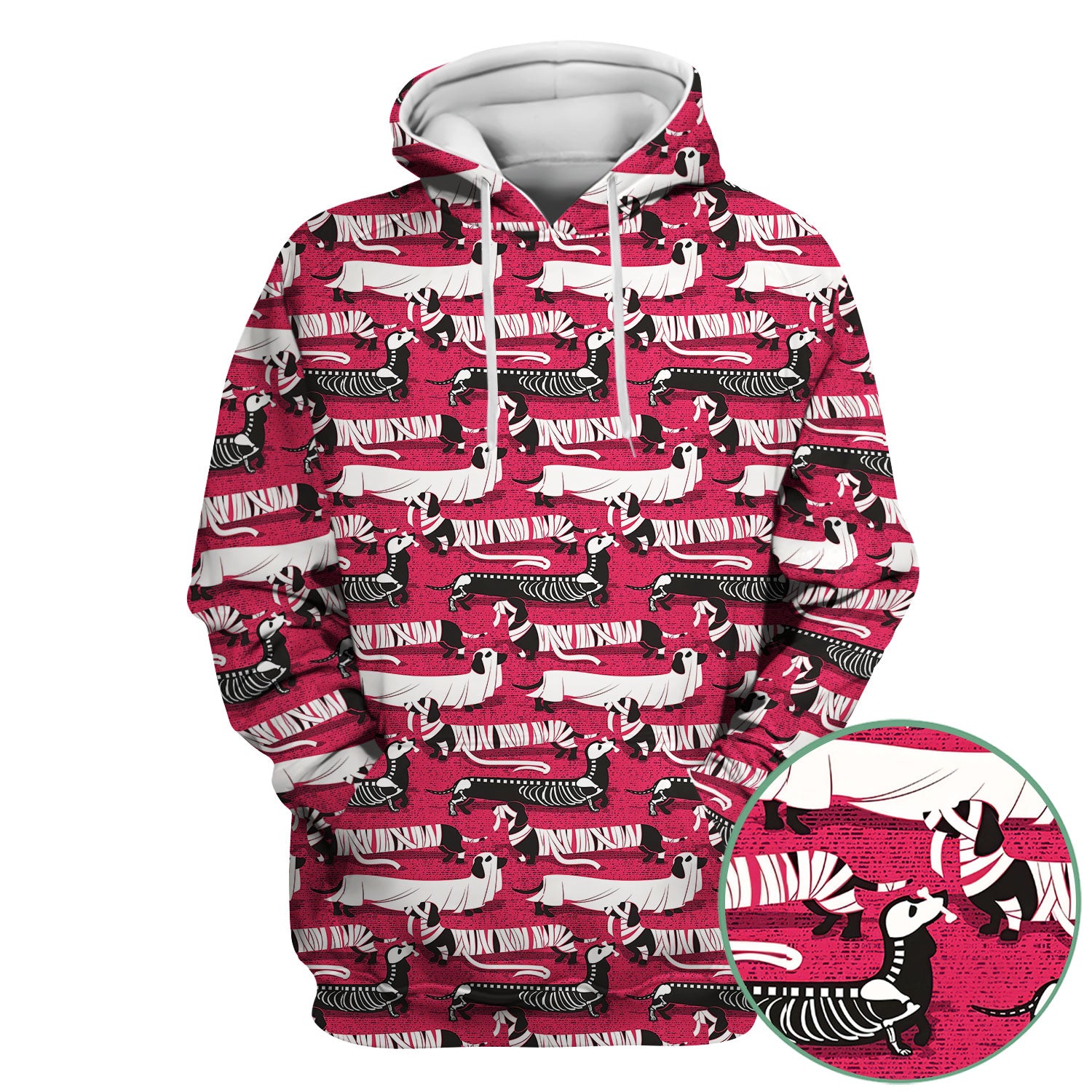 Dachshund Halloween Scrub Shirt - Multi Color Dog Print Scrub Top - Funny Skeleton Nurse Scrubs Gift for Women Men, CNA, RN