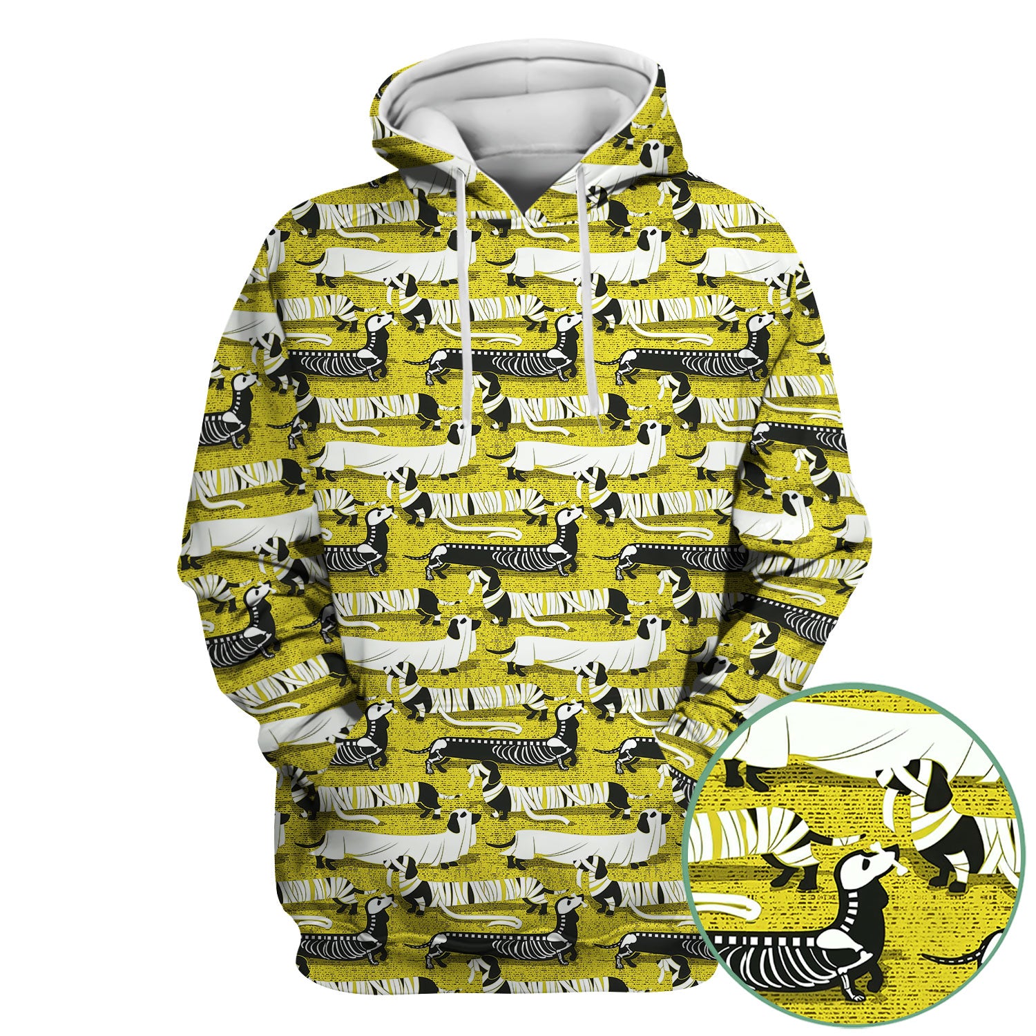 Dachshund Halloween Scrub Shirt - Multi Color Dog Print Scrub Top - Funny Skeleton Nurse Scrubs Gift for Women Men, CNA, RN