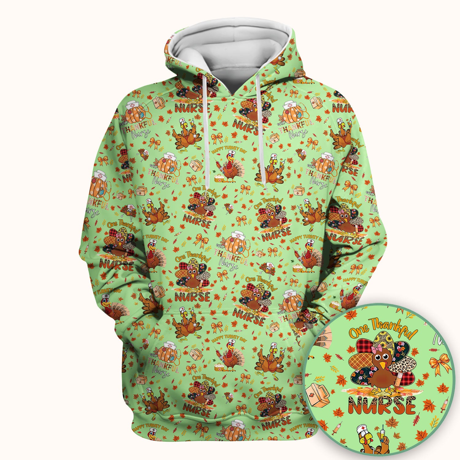 Thanksgiving Nurse Fall Scrub Top for Women - Cute Turkey and Pumpkin Shirt - Autumn Medical Shirt Gift for RN CNA LPN Doctor