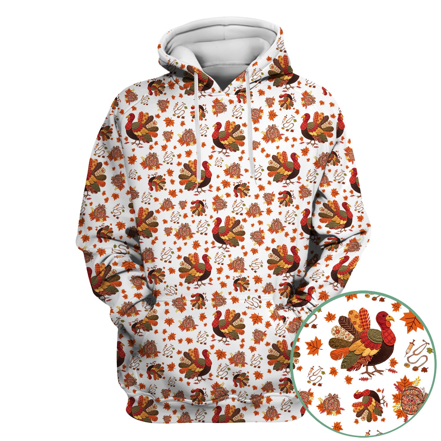 Fall Leaves Thanksgiving Scrubs for Nurses - Comfortable Scrub Tops - Turkey Nursing Uniform Gift for Women