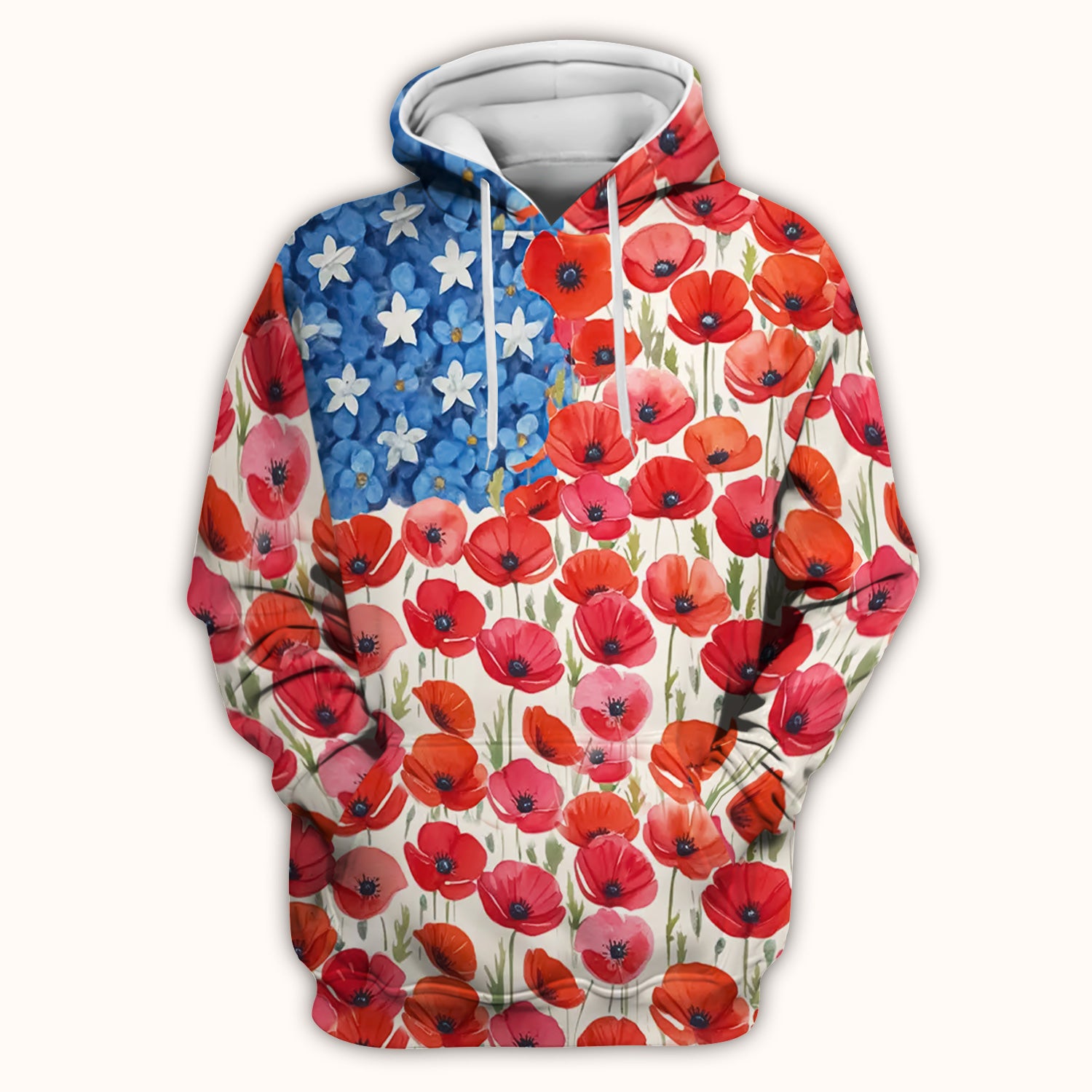Memorial Day Nurse Poppy American Flag Scrub Top, Comfortable Scrubs for Nurses