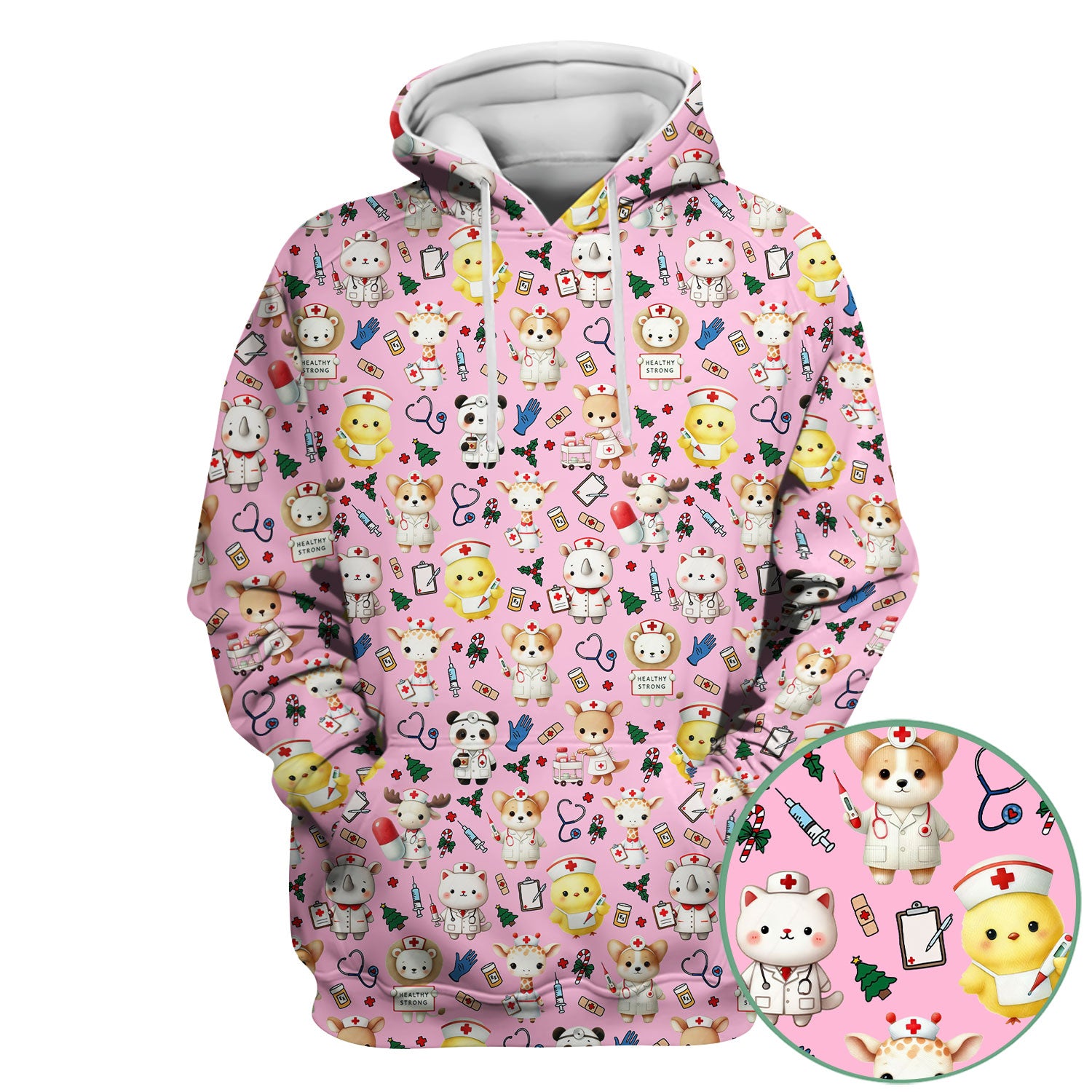 Comfortable Scrubs for Nurses - Pediatric Scrub Tops - Breathable Fabrics Nursing Uniform - Adorable Puppy Cat Bear Print