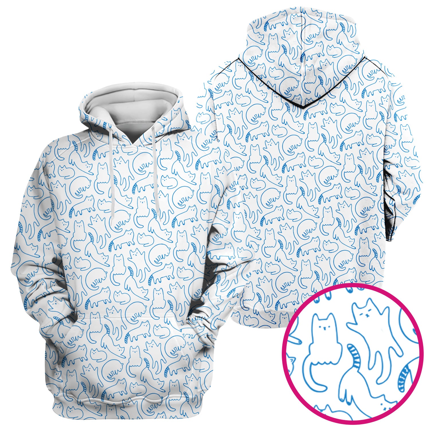 Artistic Cat Pattern Medical Scrub Top, Breathable Fabrics Nursing Uniform