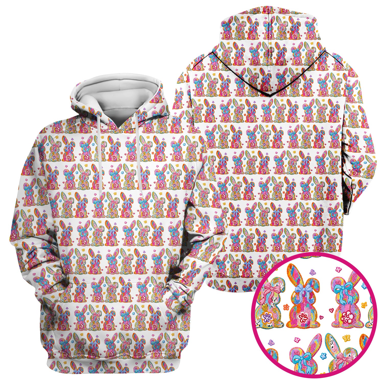 Cute Pastel Bunny Floral Pattern Scrub Top, Comfortable Scrubs for Nurses, Easter