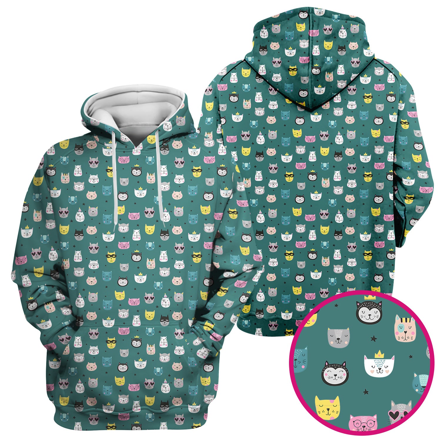Cute Colorful Cat Pattern Scrub Top, Comfortable Scrubs for Nurses