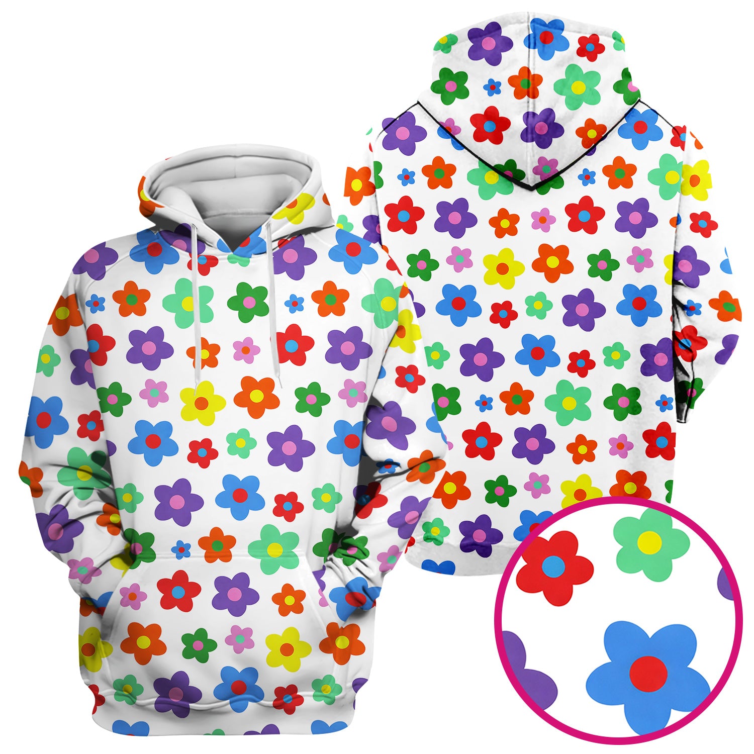 Colorful Retro Flower Pattern Print Scrub Top, Breathable Fabrics Nursing Uniform