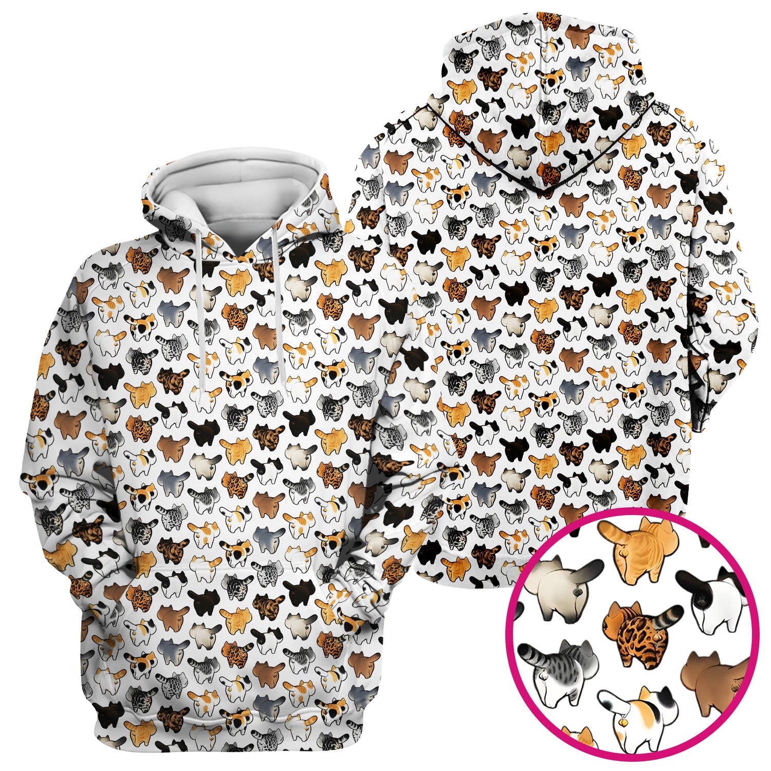 Cat Butt Pattern Medical Scrub Top, Breathable Fabrics Nursing Uniform