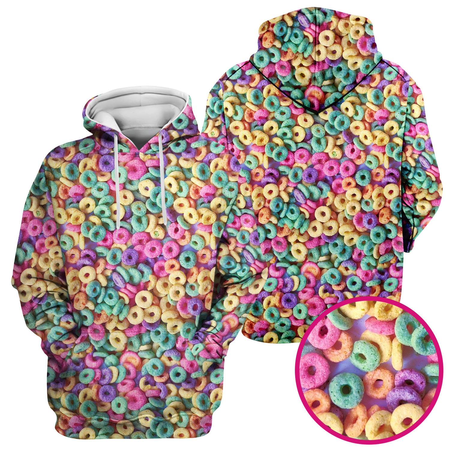 Colorful Cereal Loops Pattern Scrub Top, Comfortable Scrubs for Nurses