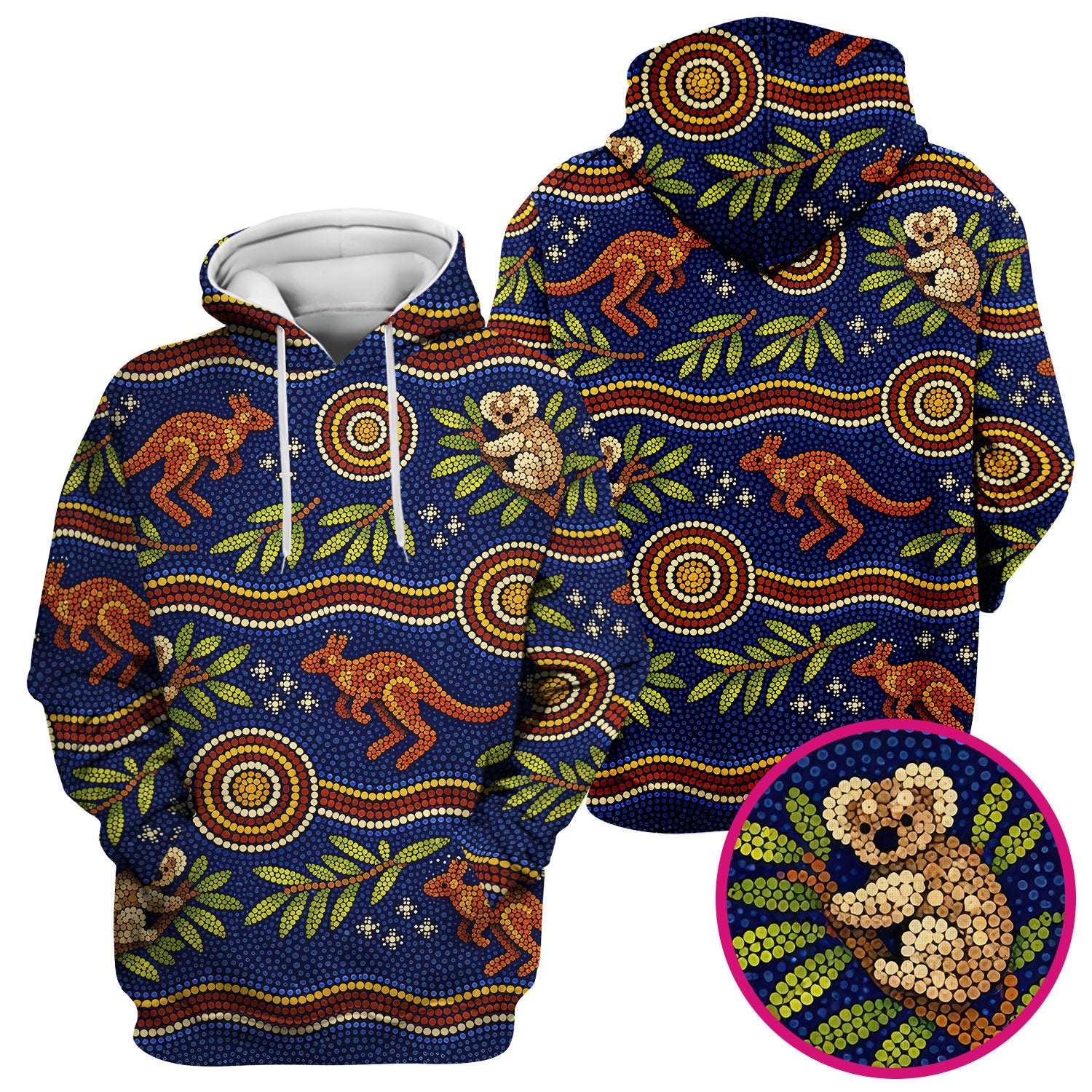 Australian Aboriginal Dot Art Scrub Top, Kangaroo ANd Koala Pattern Nurse Shirt, Breathable Fabrics Nursing Uniform