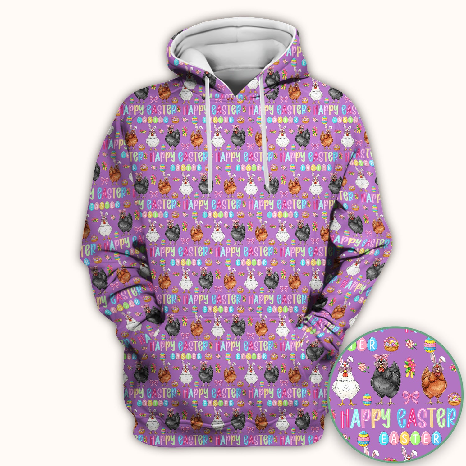 Happy Easter Bunny Eggs Pattern Scrubs Top, Comfortable Scrubs for Nurses