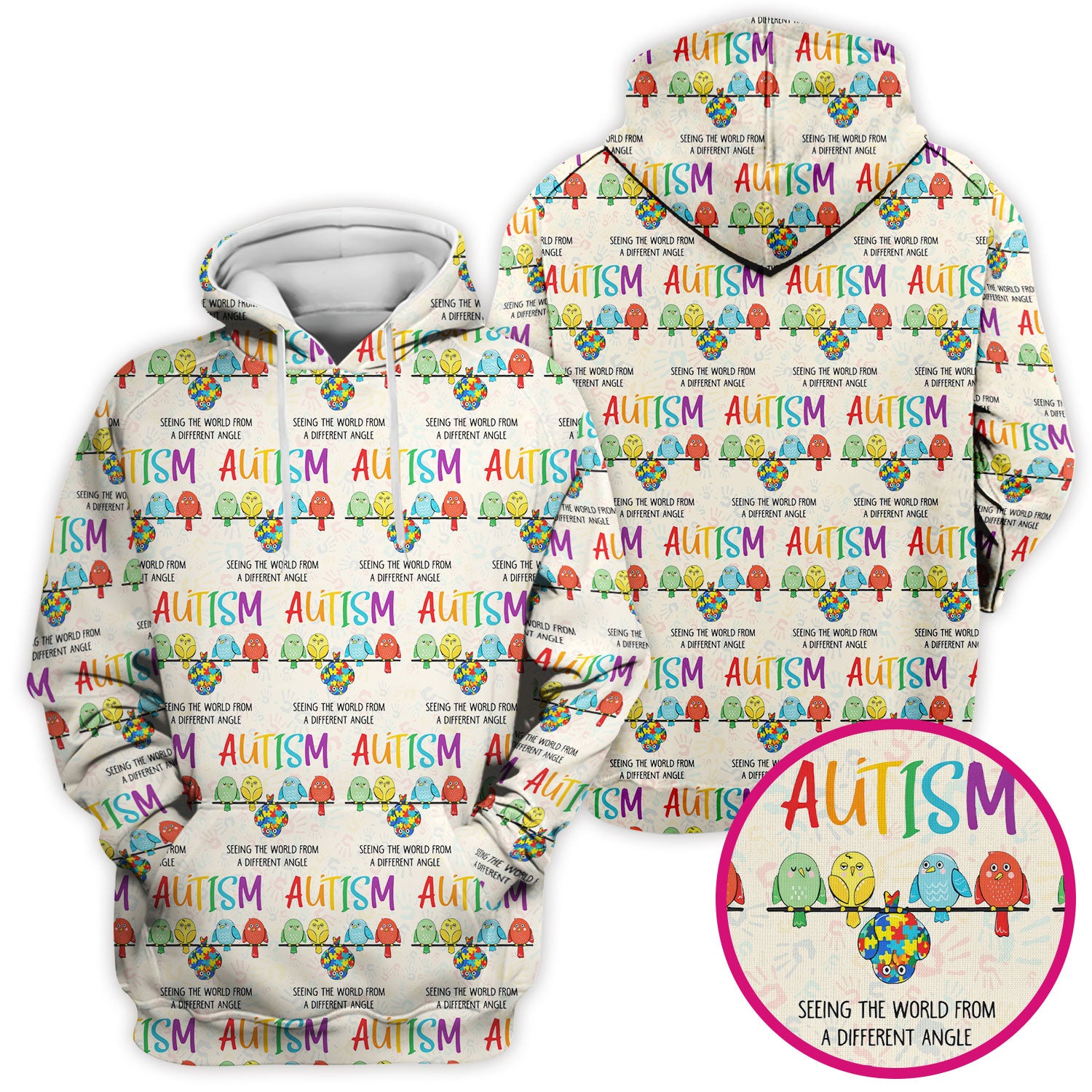 Autism Seeing The World From A Different Angle Birds Scrub Top ,Comfortable Scrubs for Nurses