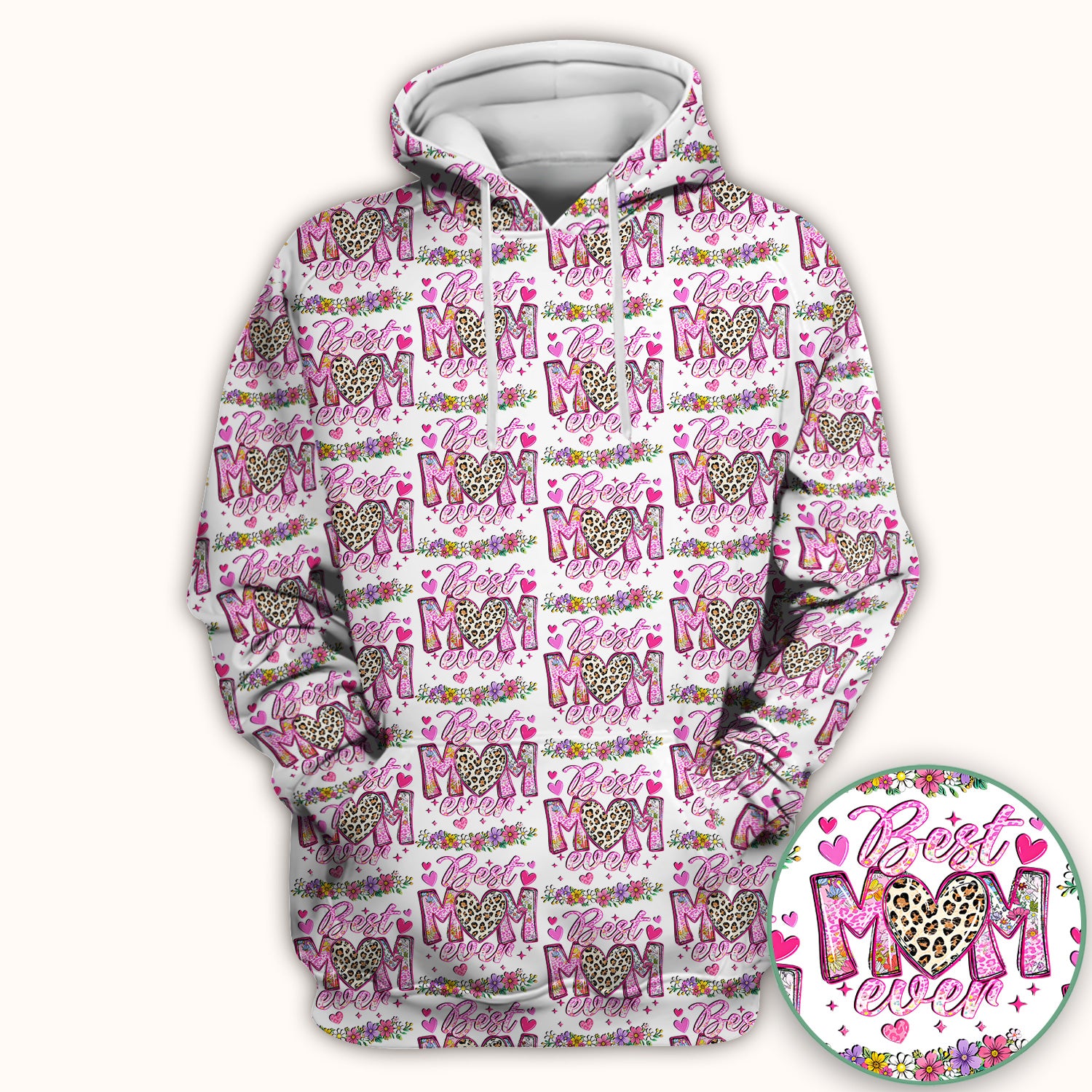 Best Mom Ever Leopard Heart Floral Pattern Scrub Top, Comfortable Scrubs for Nurses