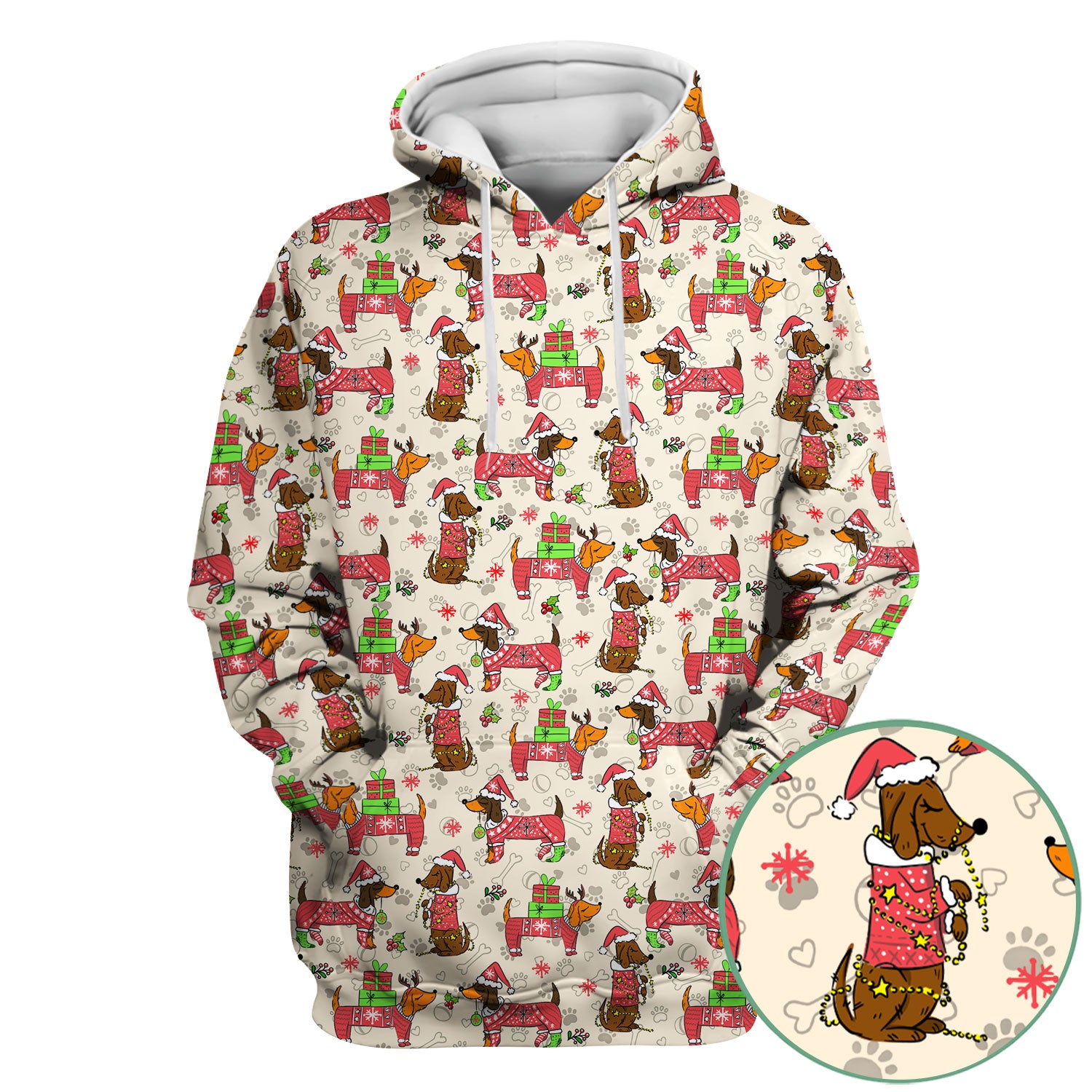 Christmas Dachshund Nurse Scrub Top for Women - Cute Sausage Dog in Santa Hat & Xmas Gift - Funny Holiday Nursing Shirt RN LPN CNA