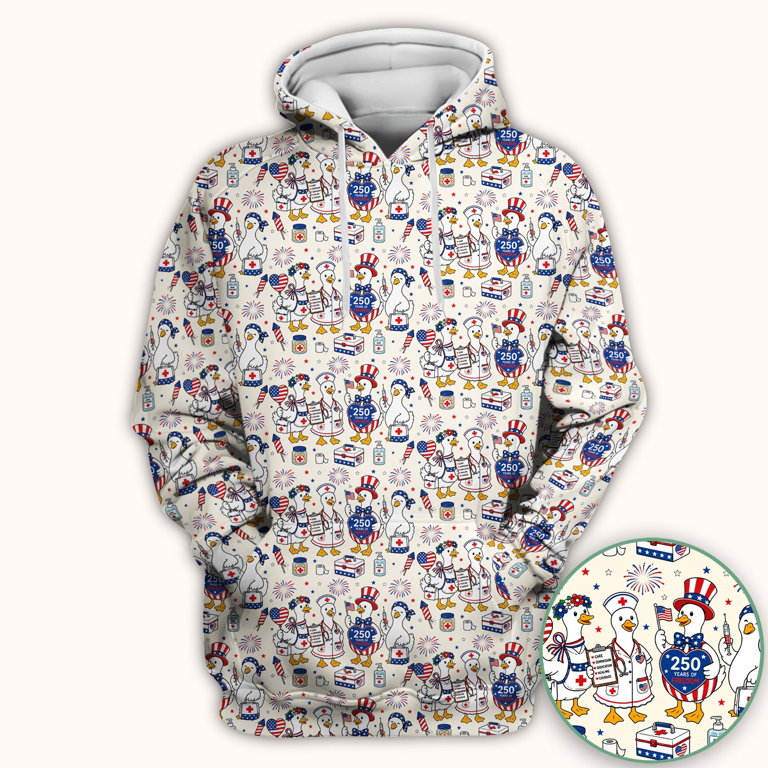 Funny Patriotic Goose Nurse for RN, CNA, Healthcare Workers Scrub Top, Comfortable Scrubs for Nurses