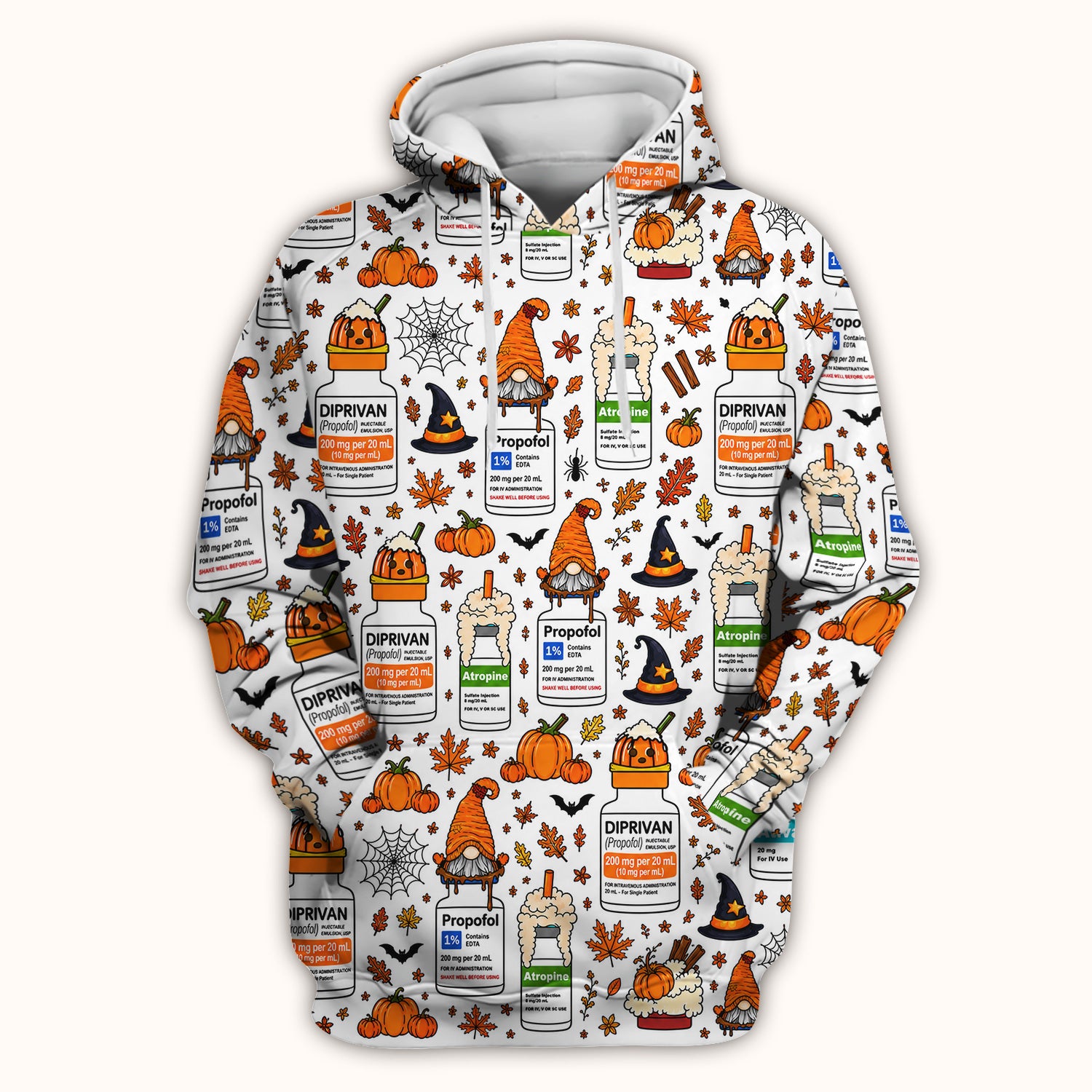 Funny Witch Hat & Pumpkin Print Scrub Top, Comfortable Scrubs for Nurses