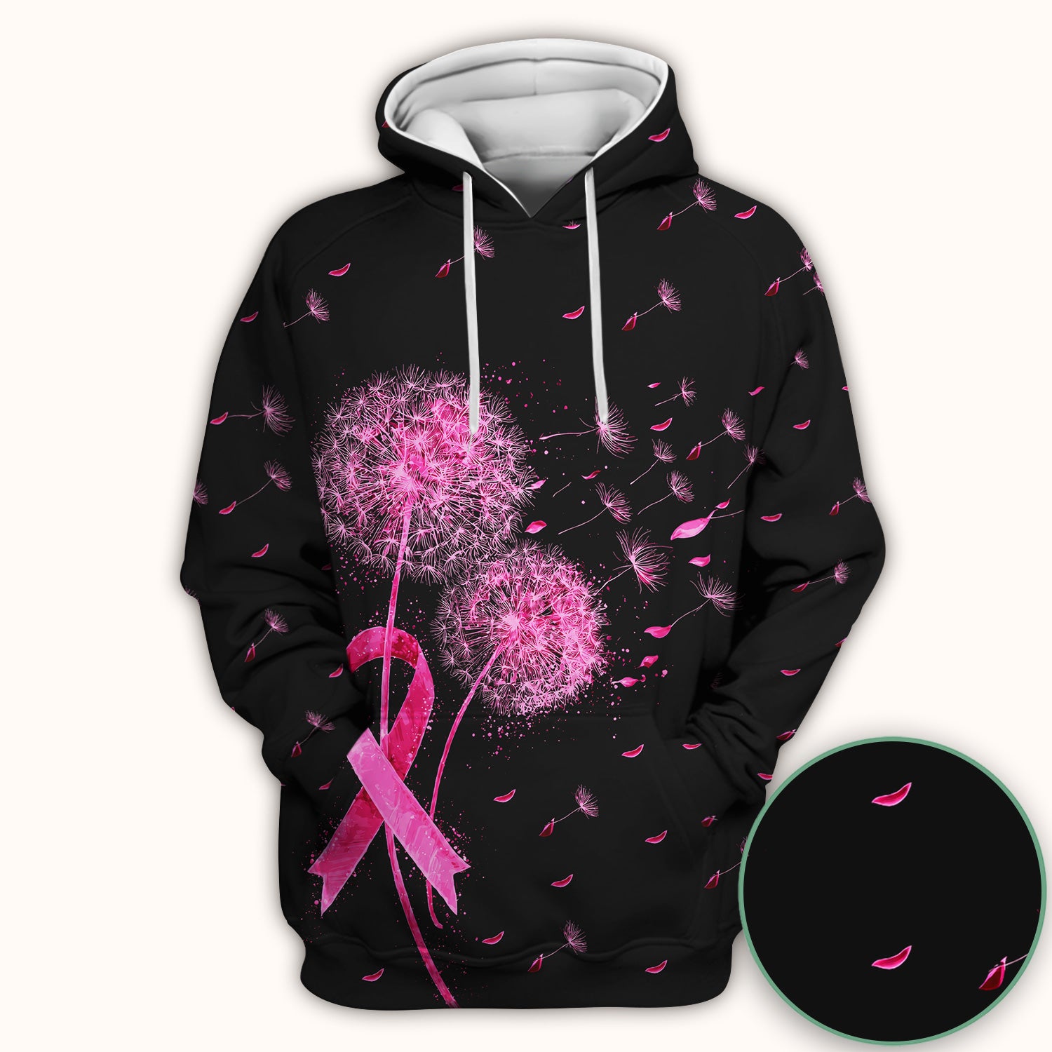 Meaningful Pink Ribbon Dandelion Scrub Top, Comfortable Scrubs for Nurses