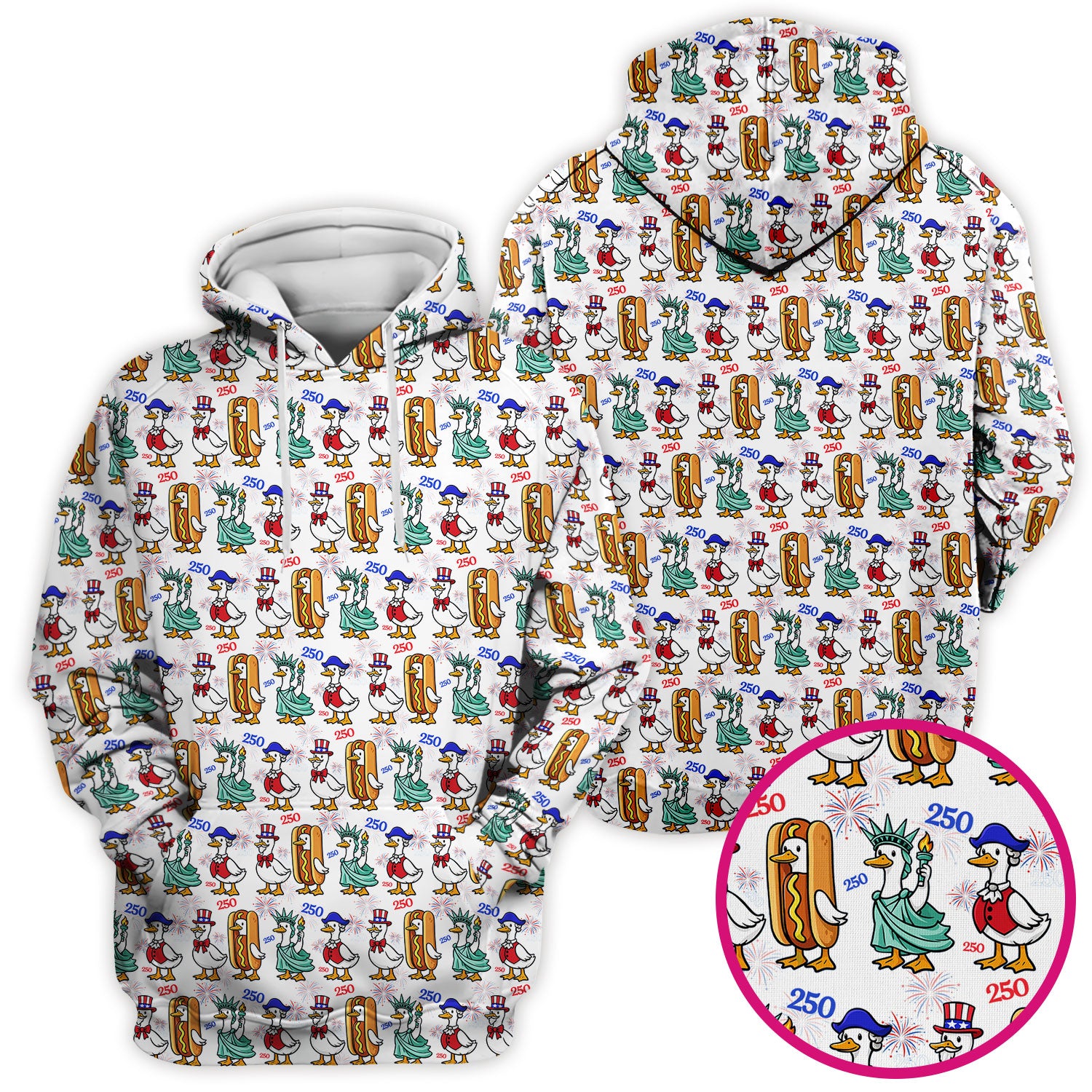 Patriotic Duck Independence Day Pattern Scrub Top, Breathable Healthcare Uniform Top