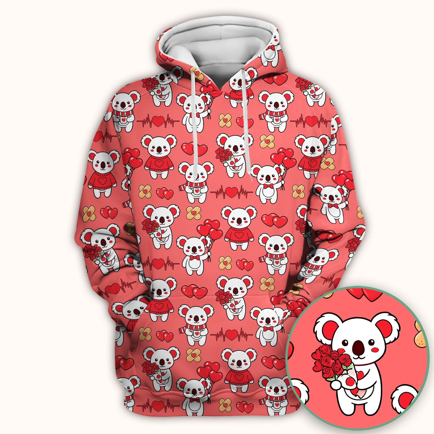 Sweet Koala Valentine Medical Design Scrub Top, Comfortable Scrubs for Nurses