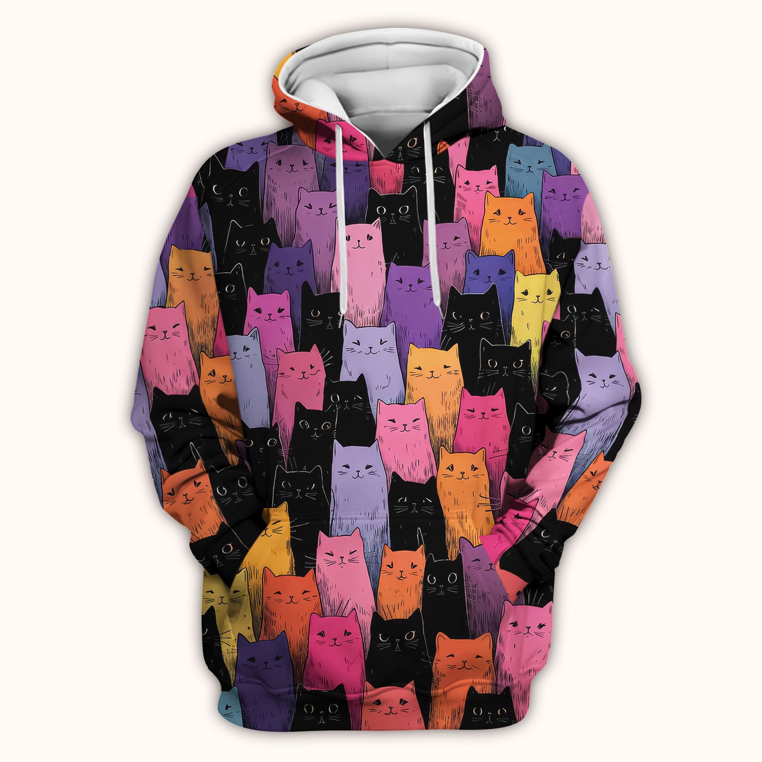 Colorful Cat Art Medical Pattern Scrub Top, Comfortable Scrubs for Nurses