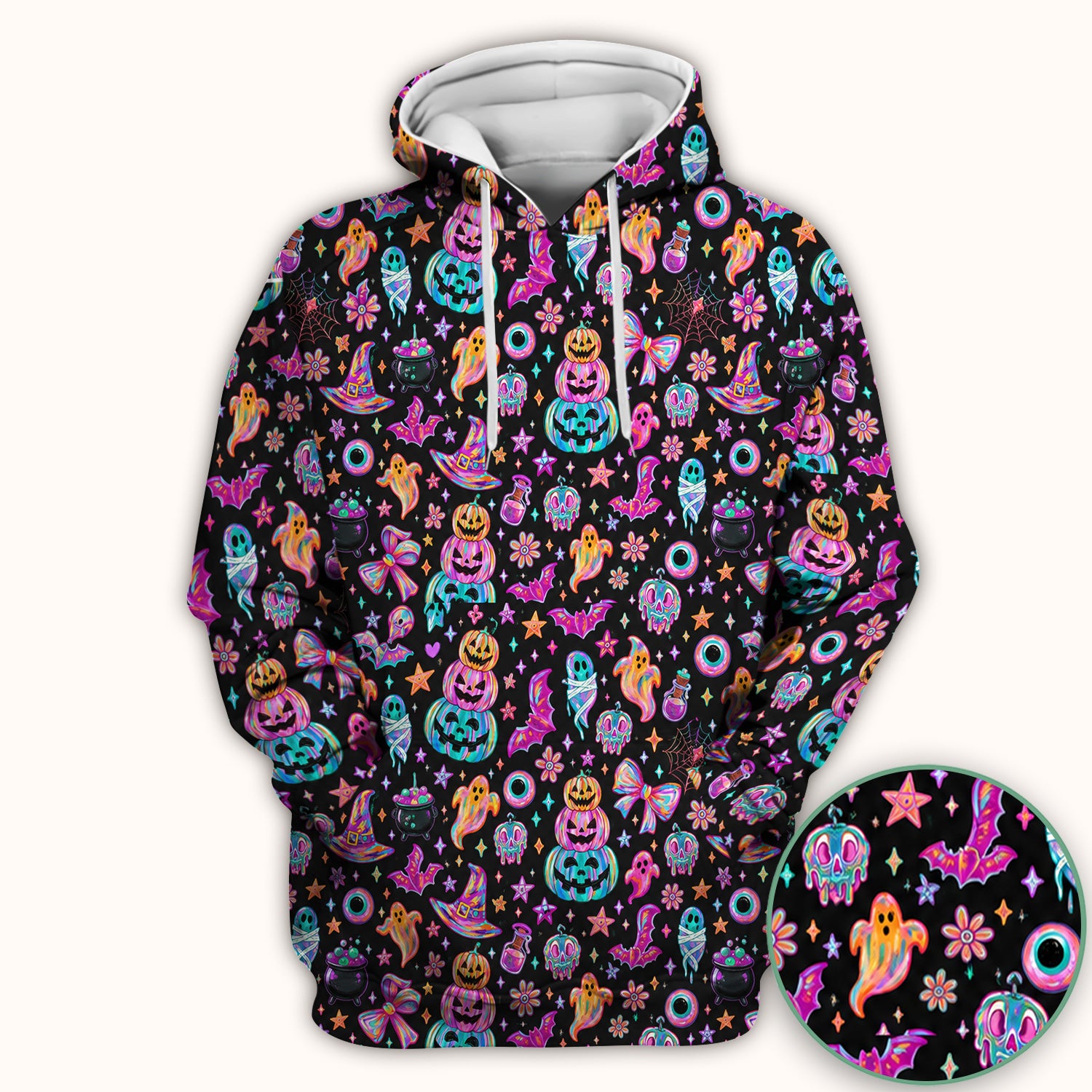 Halloween Ghost with Pumpkin Bat Print Scrub Top, Comfortable Scrubs for Nurses