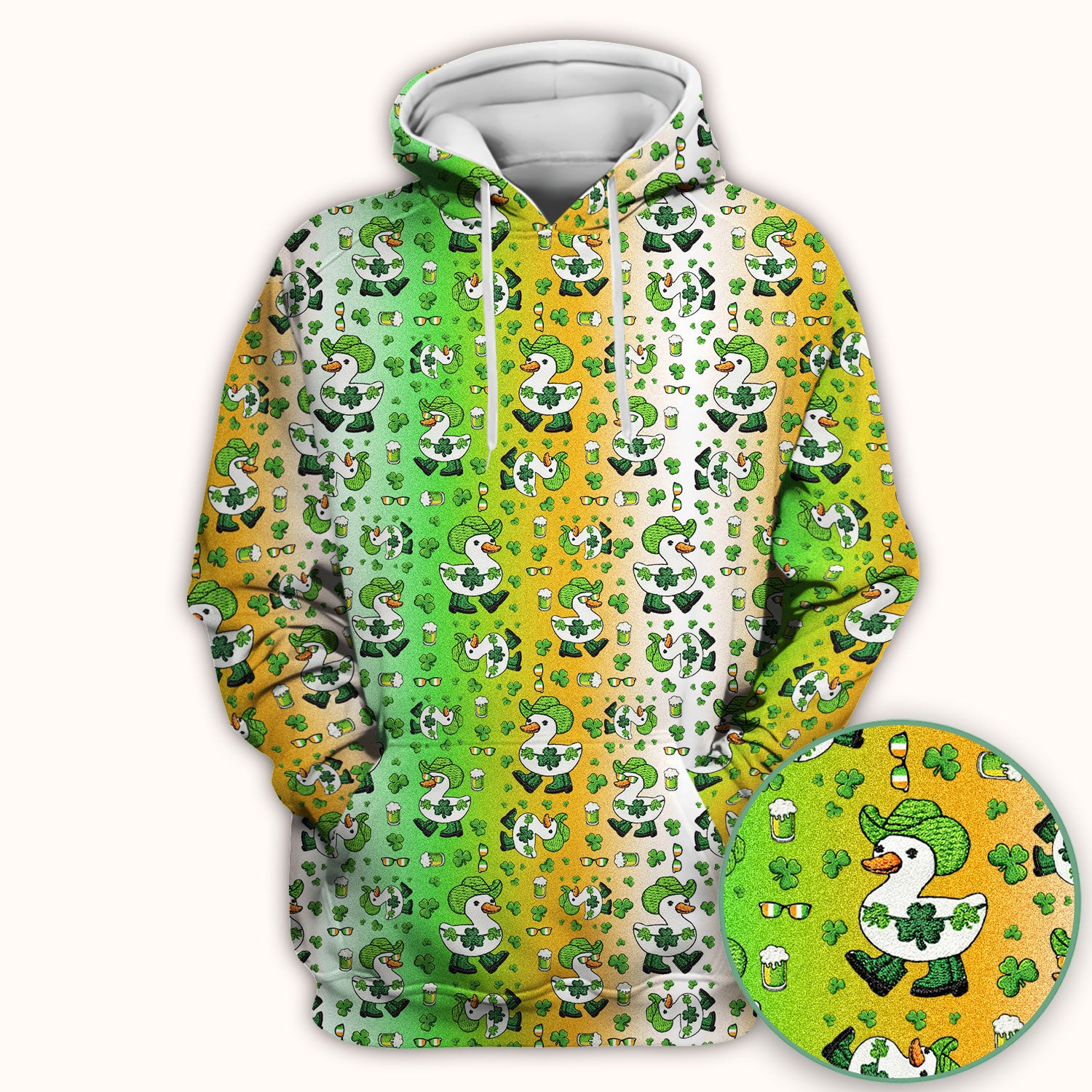 St. Patrick Goose Shamrock Medical Pattern Scrub Top, Breathable Fabrics Nursing Uniform