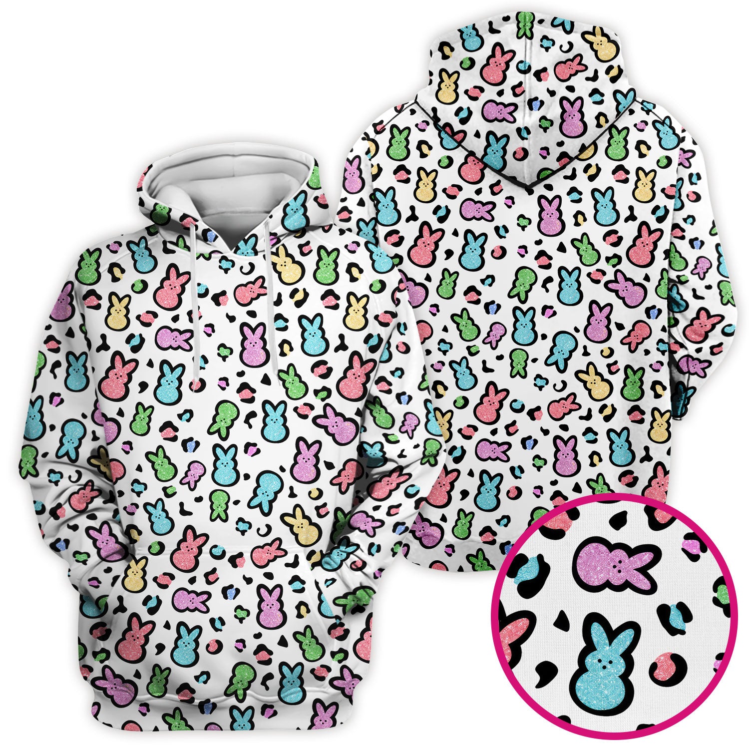 Cute Easter Bunny Pastel Pattern Scrub Top, Comfortable Scrubs for Nurses