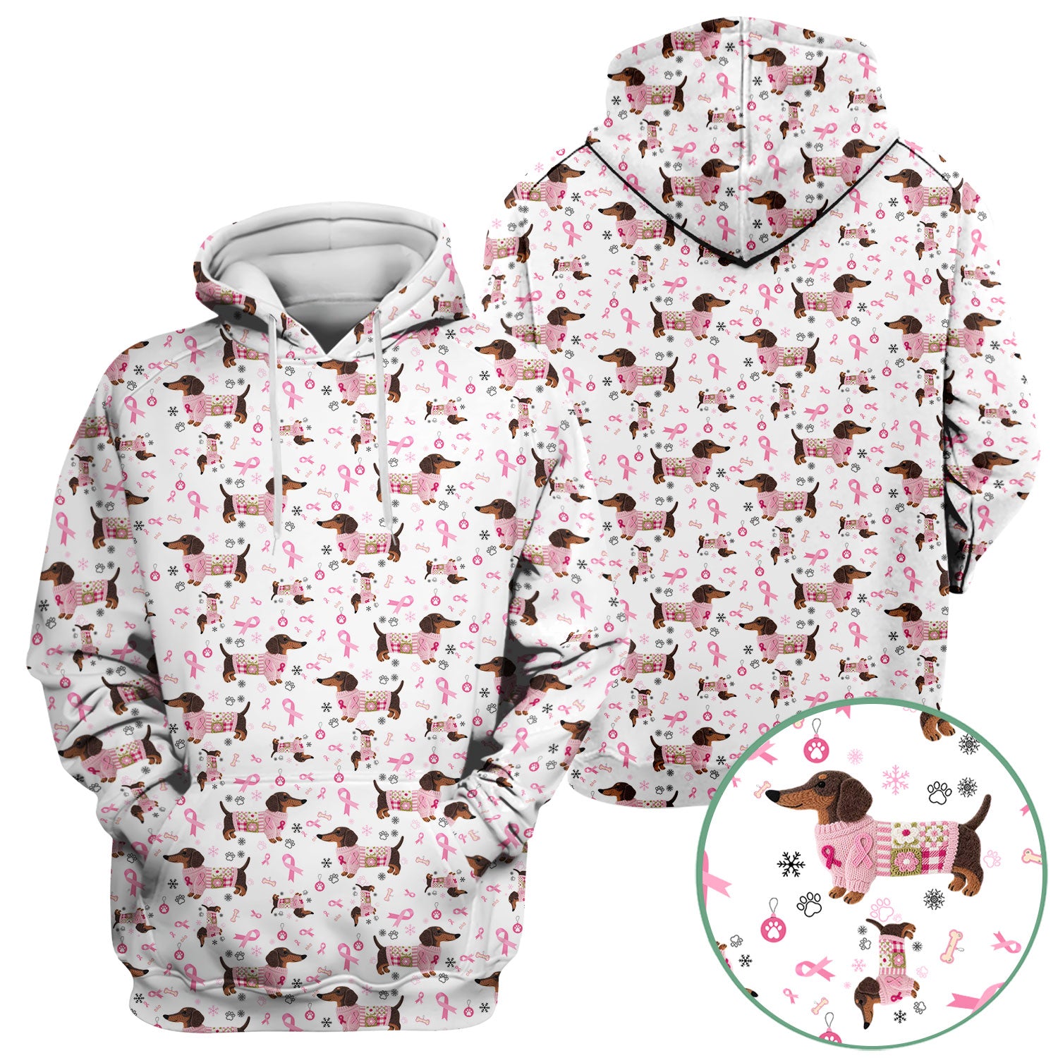 Dachshund Breast Cancer Awareness Scrub - Puppy Dog Pink Ribbon Nurse Shirt - Wiener Support Fight Cancer Gift