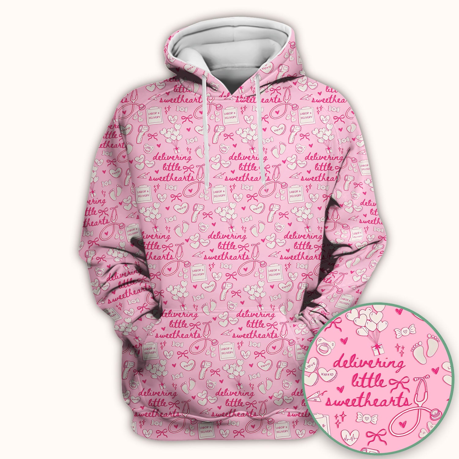 Valentine Labor And Delivery Scrub Top, XOXO Pattern Scrub Shirt, Breathable Fabrics Nursing Uniform For Women