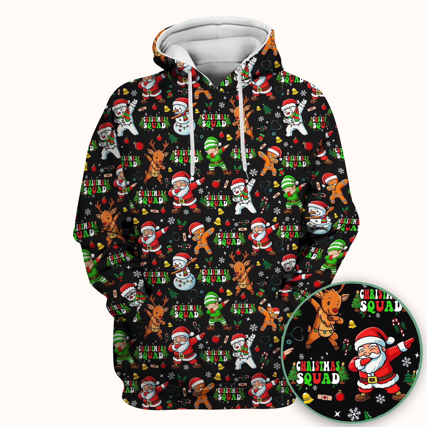 Christmas Squad Scrub Top - Funny Santa & Reindeer Shirt - Cute Holiday Medical Uniform for Nurses, Doctors & Vet Techs