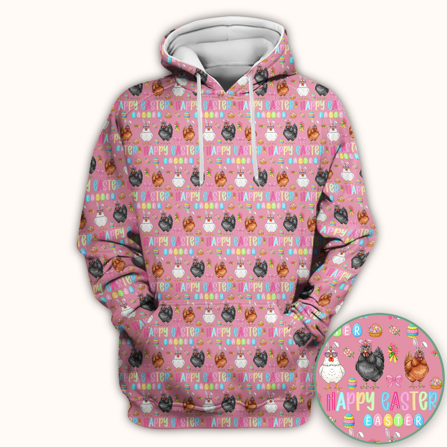 Happy Easter Bunny Eggs Pattern Scrubs Top, Comfortable Scrubs for Nurses