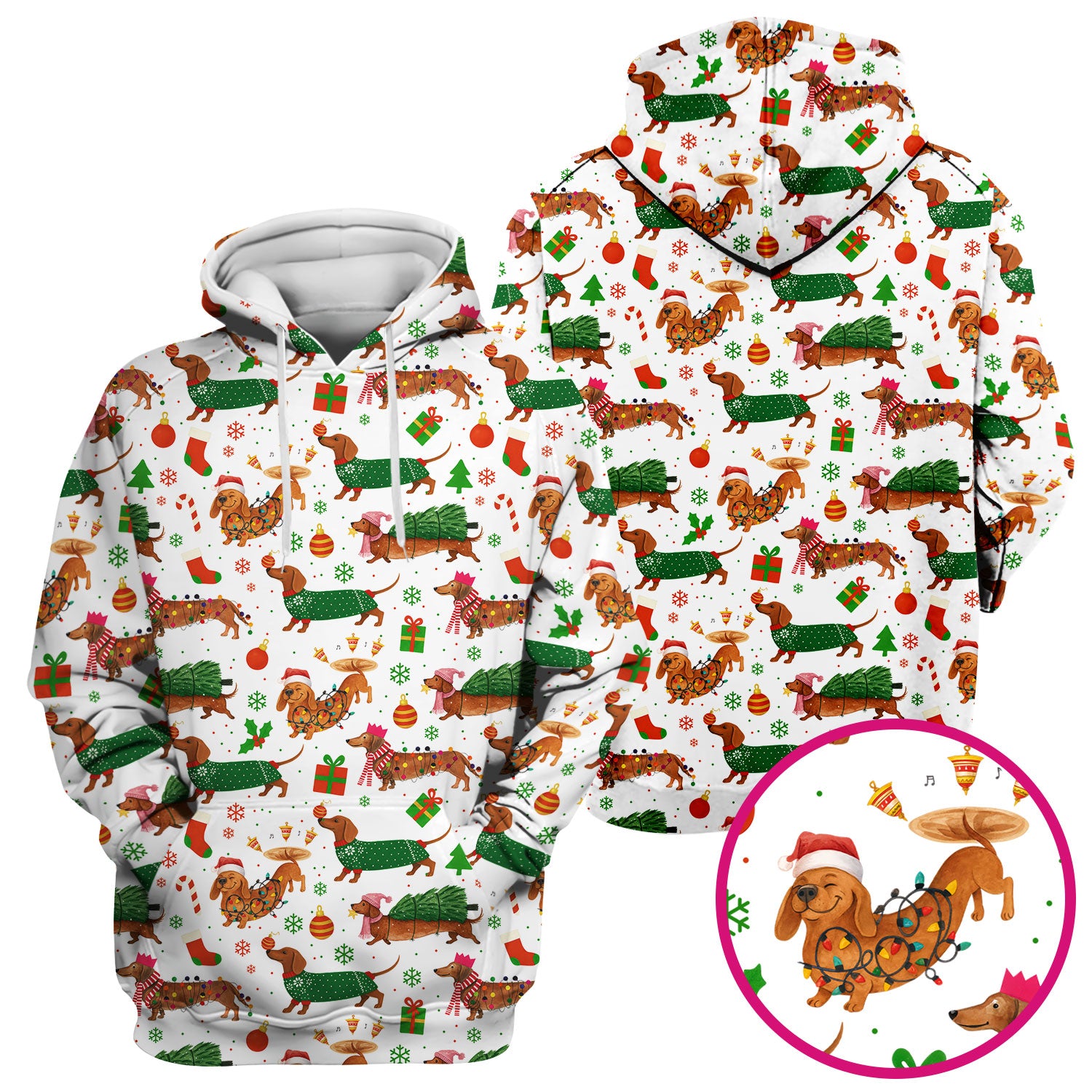Christmas Dachshund Scrub Top - Funny Dog Scrub Shirt Multi Color - Holiday Medical Scrubs Gift for Nurse, CNA, RN, Doctor, Vet