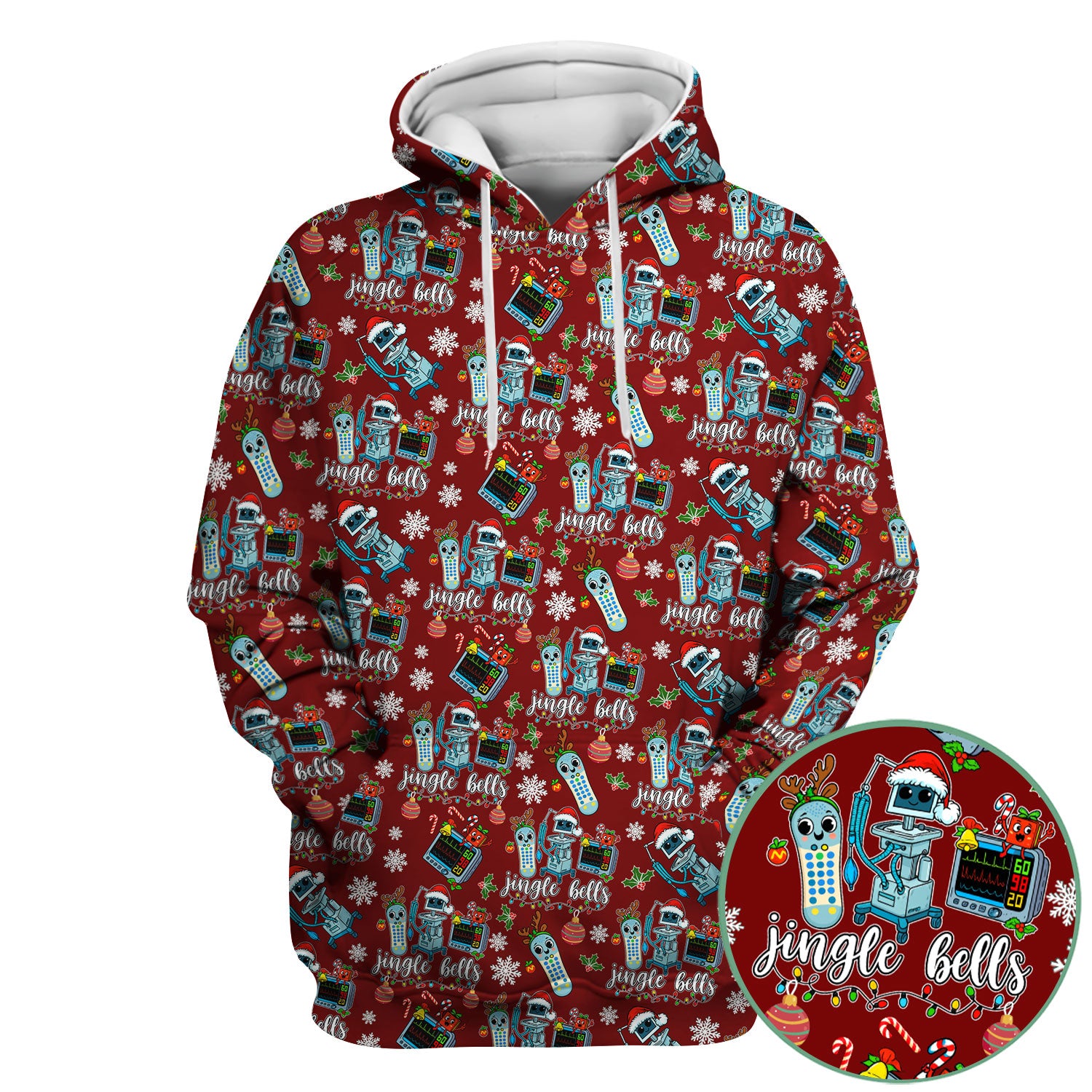 Funny Jingle Bells Holiday Scrub Top - Funny Christmas Scrubs for Nurses - Breathable Fabrics Nursing Uniform